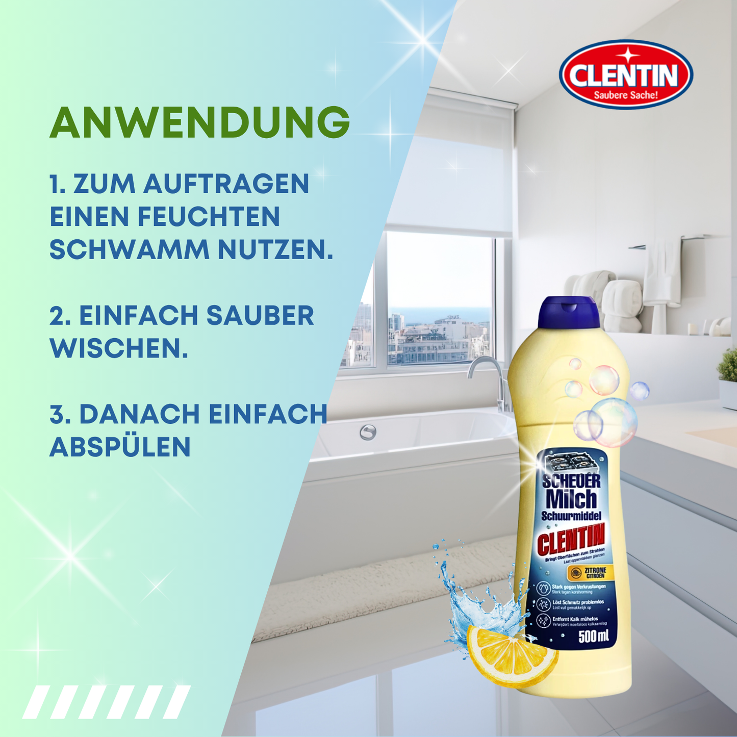 CLENTIN Scheuermilch Zitrone 12 x 500ml