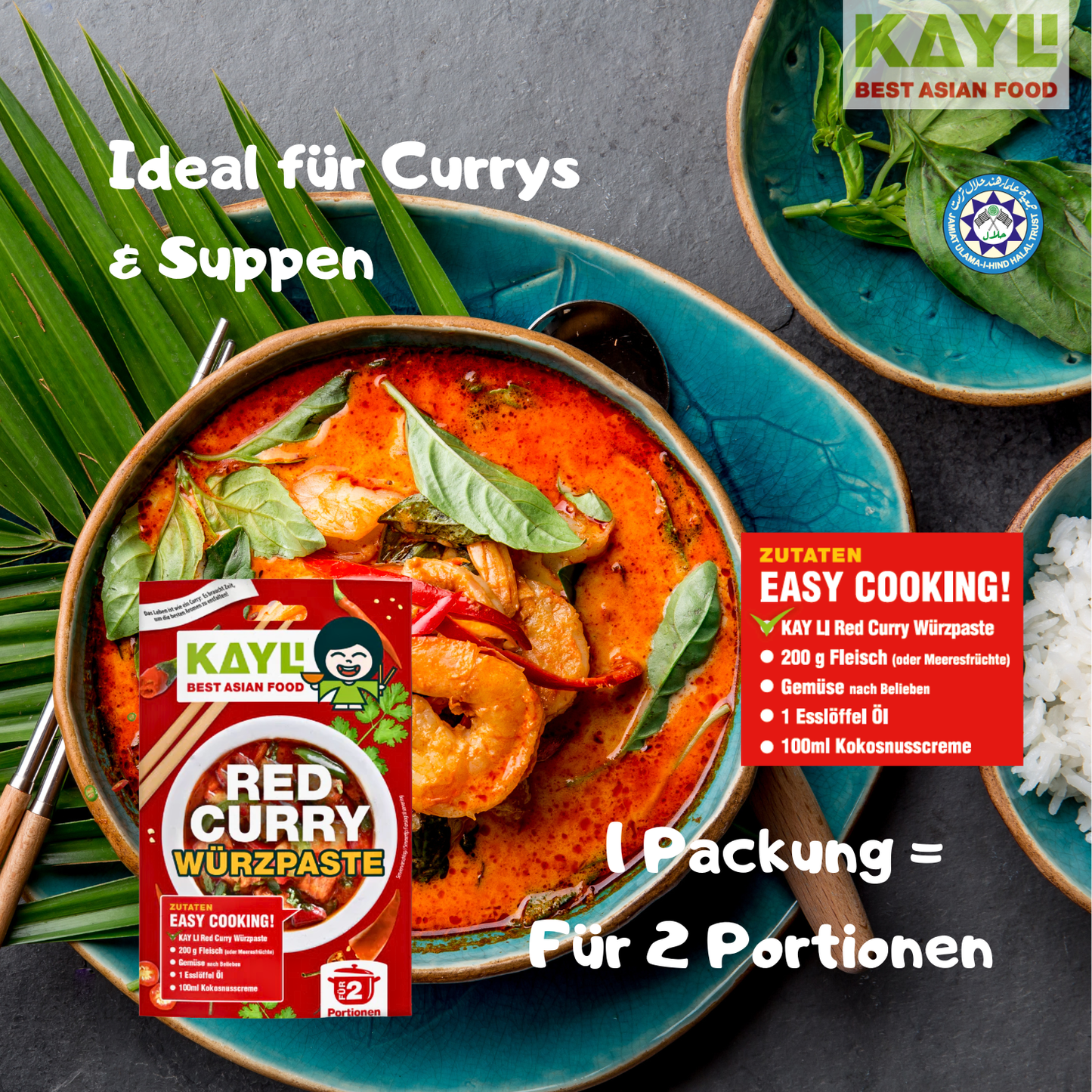 KAY LI Rote Curry Paste 15 x 50g