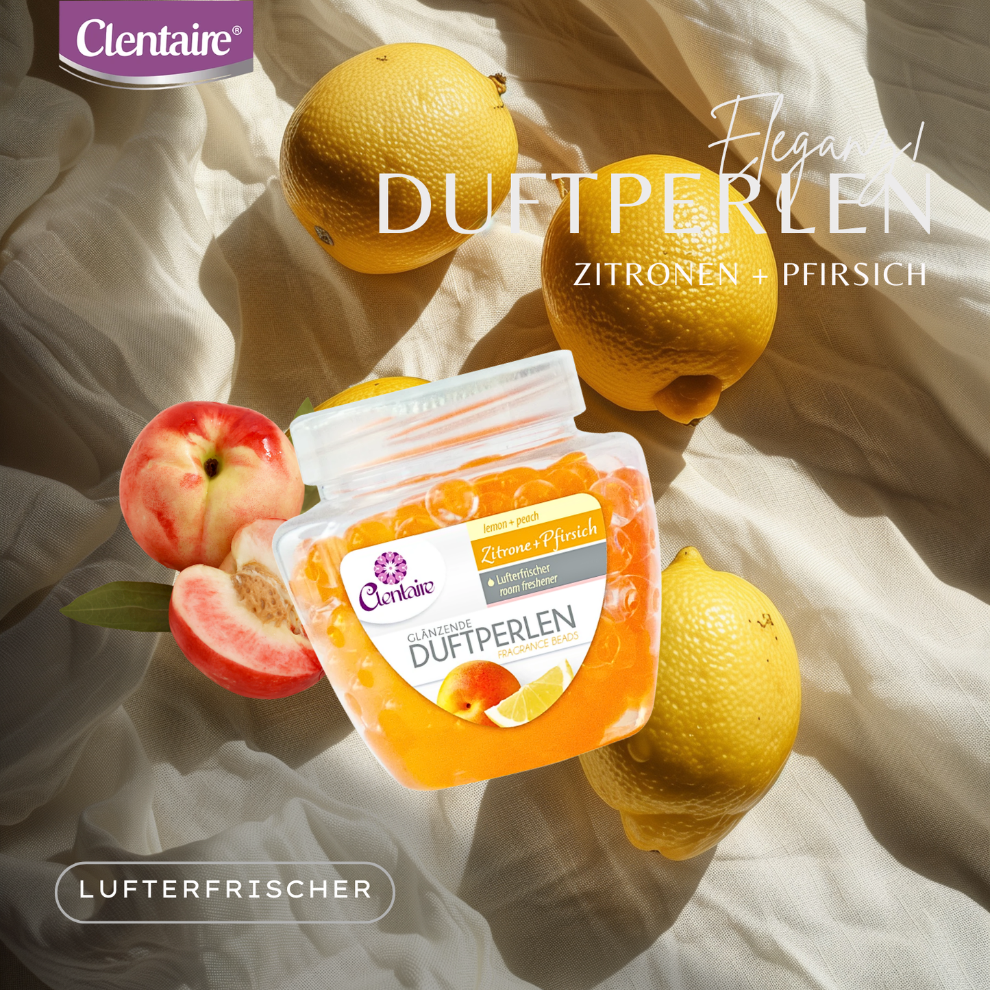 CLENTAIRE Duftperlen Zitrone + Pfirsich 12 x 200g