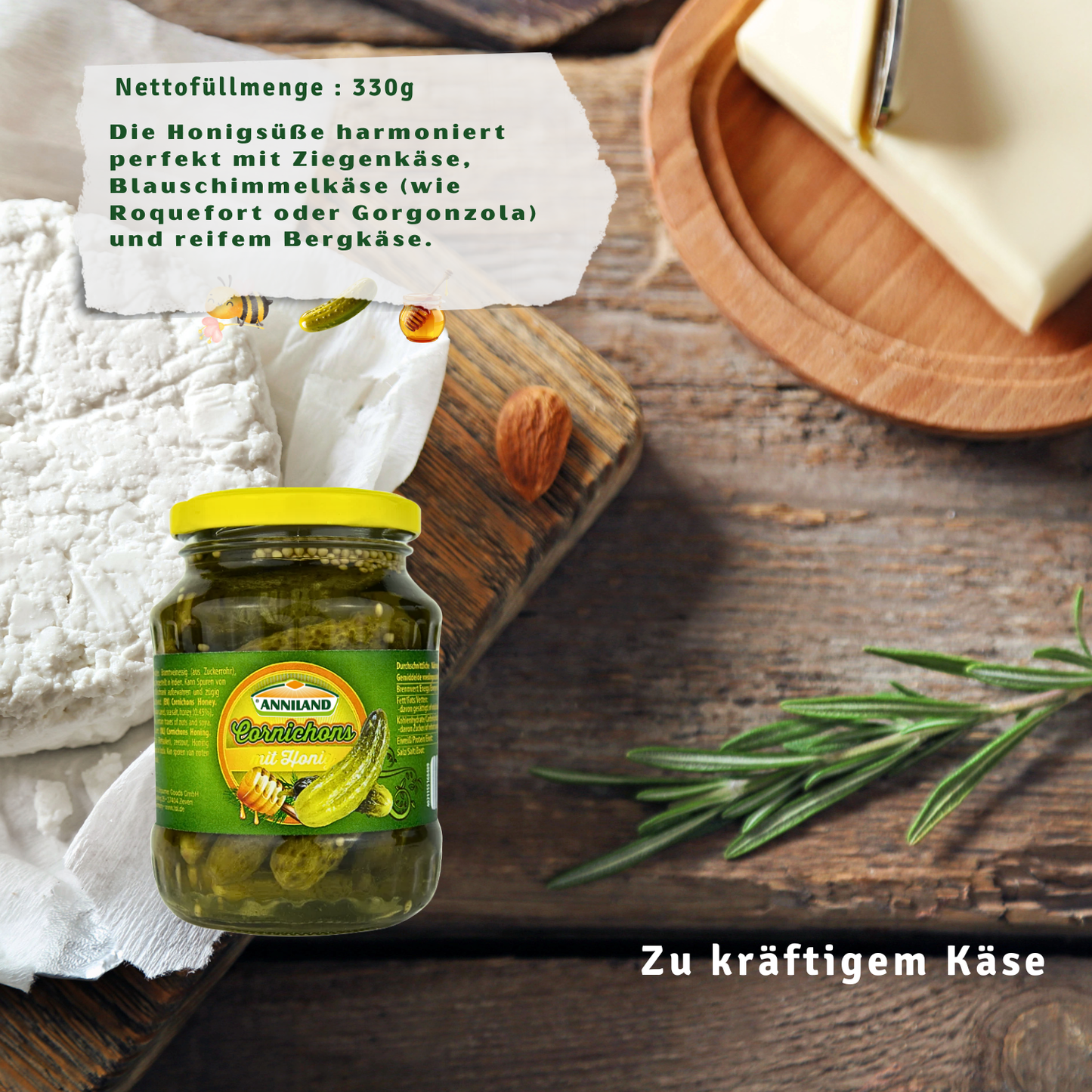 ANNILAND Cornichons mit Honig 12 x 330g
