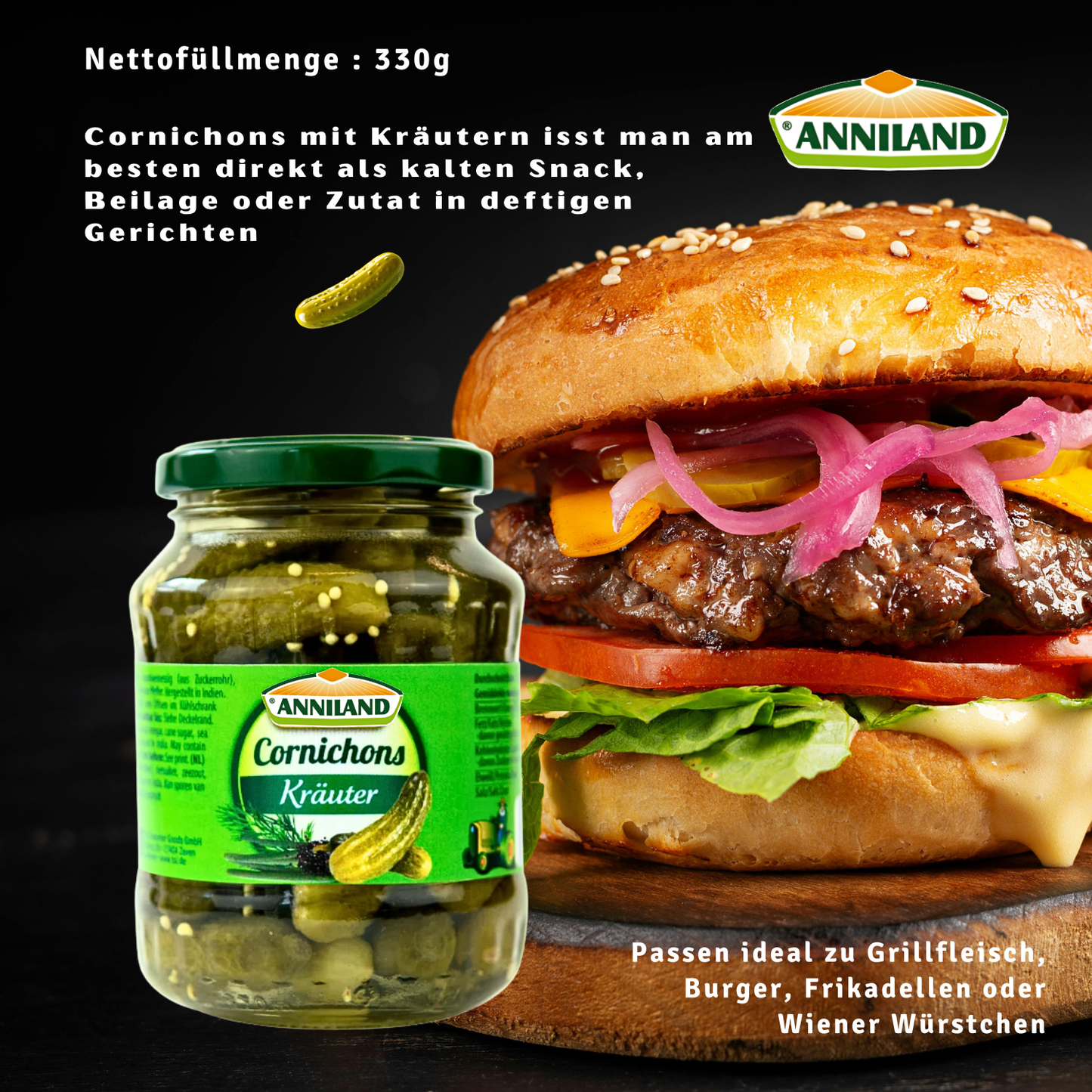 ANNILAND Cornichons Kräuter 330g