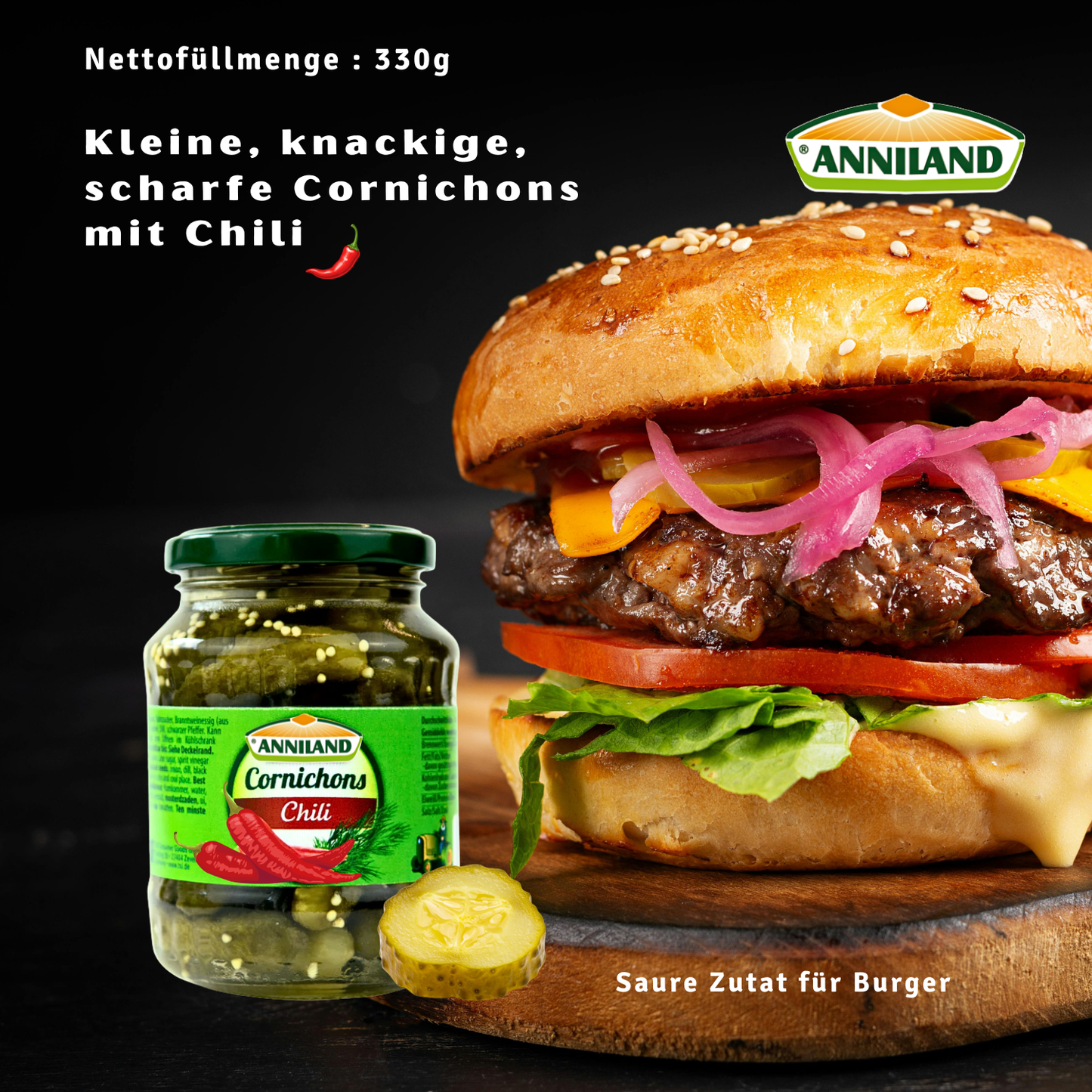 ANNILAND Cornichons mit Chili 330g