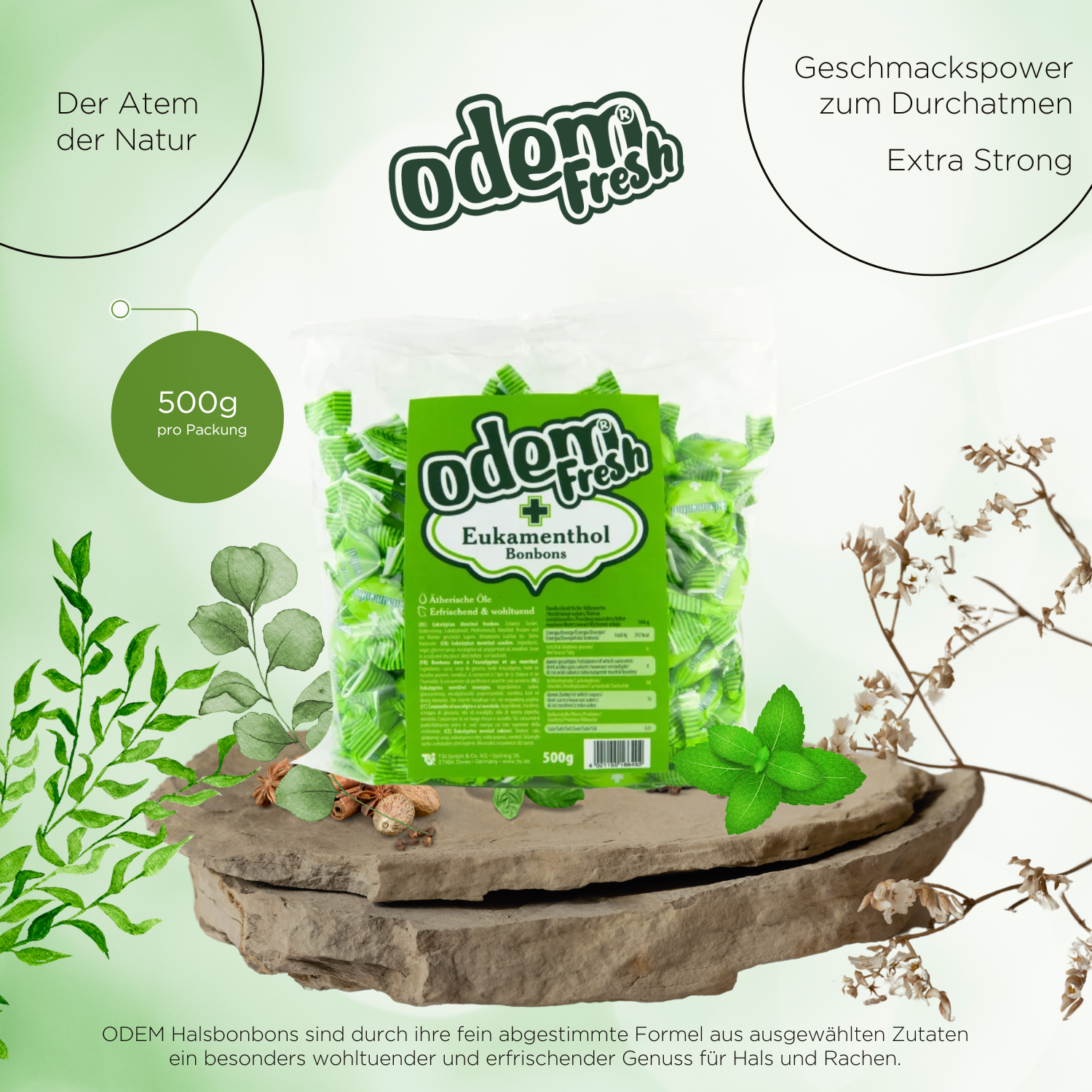ODEM Euka Menthol Bonbons 500g
