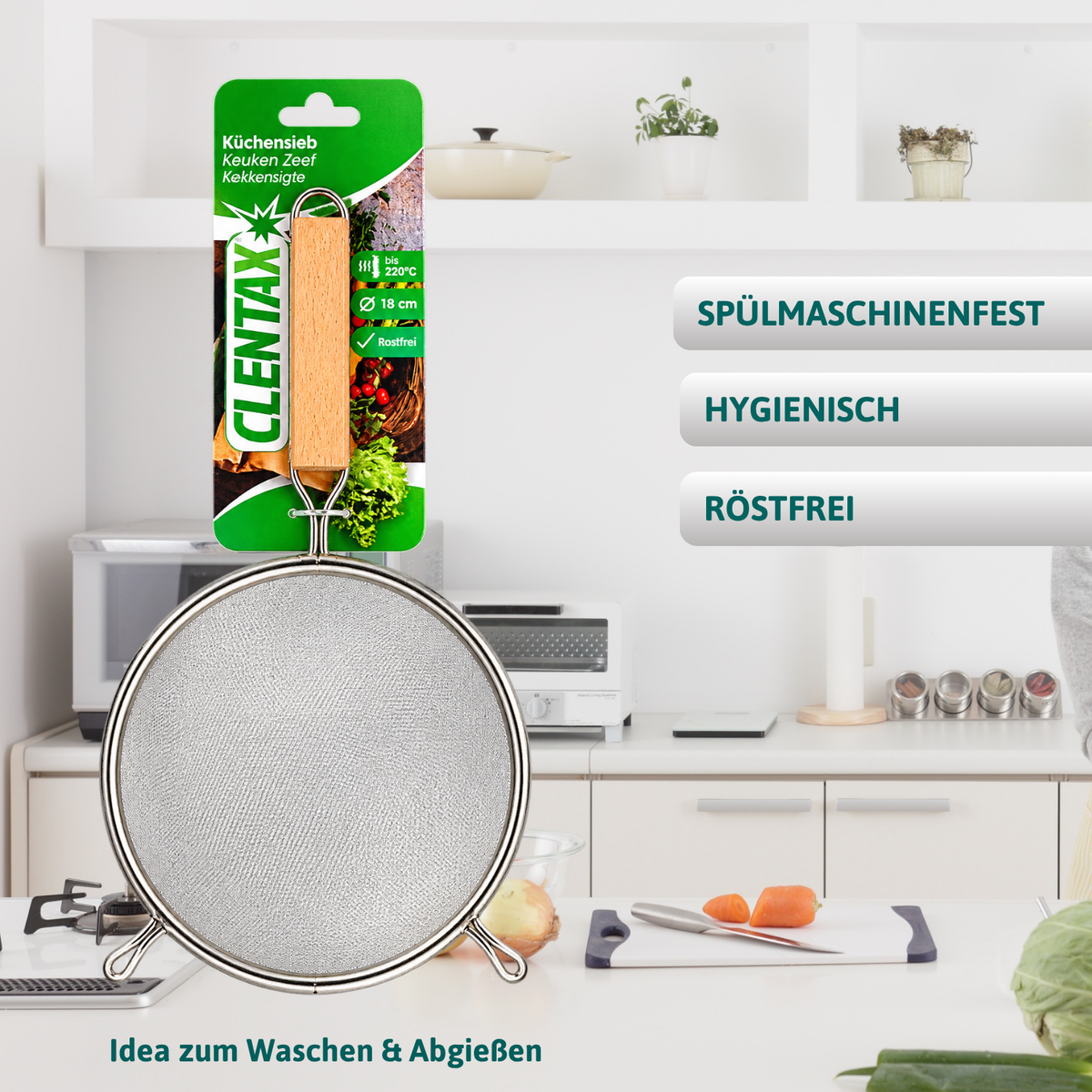 CLENTAX Küchensieb Ø 18 cm - 16er Pack