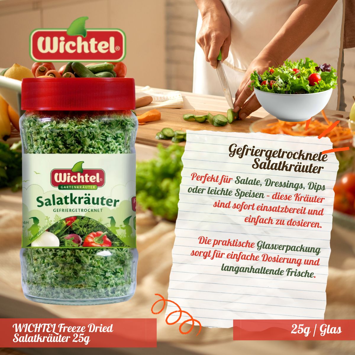 WICHTEL Gefriergetrocknete Salatkräuter 25g / Glas