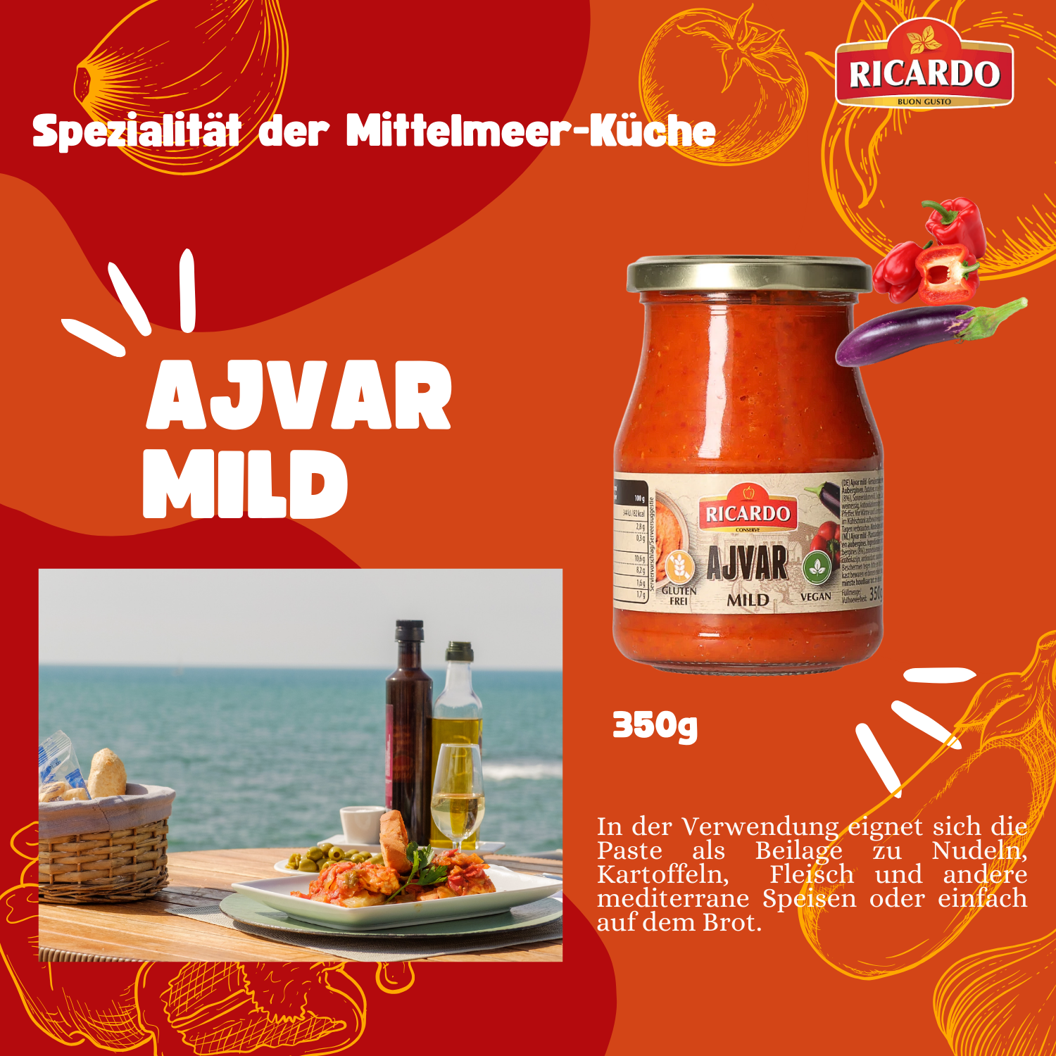 RICARDO Ajvar Mild 350g