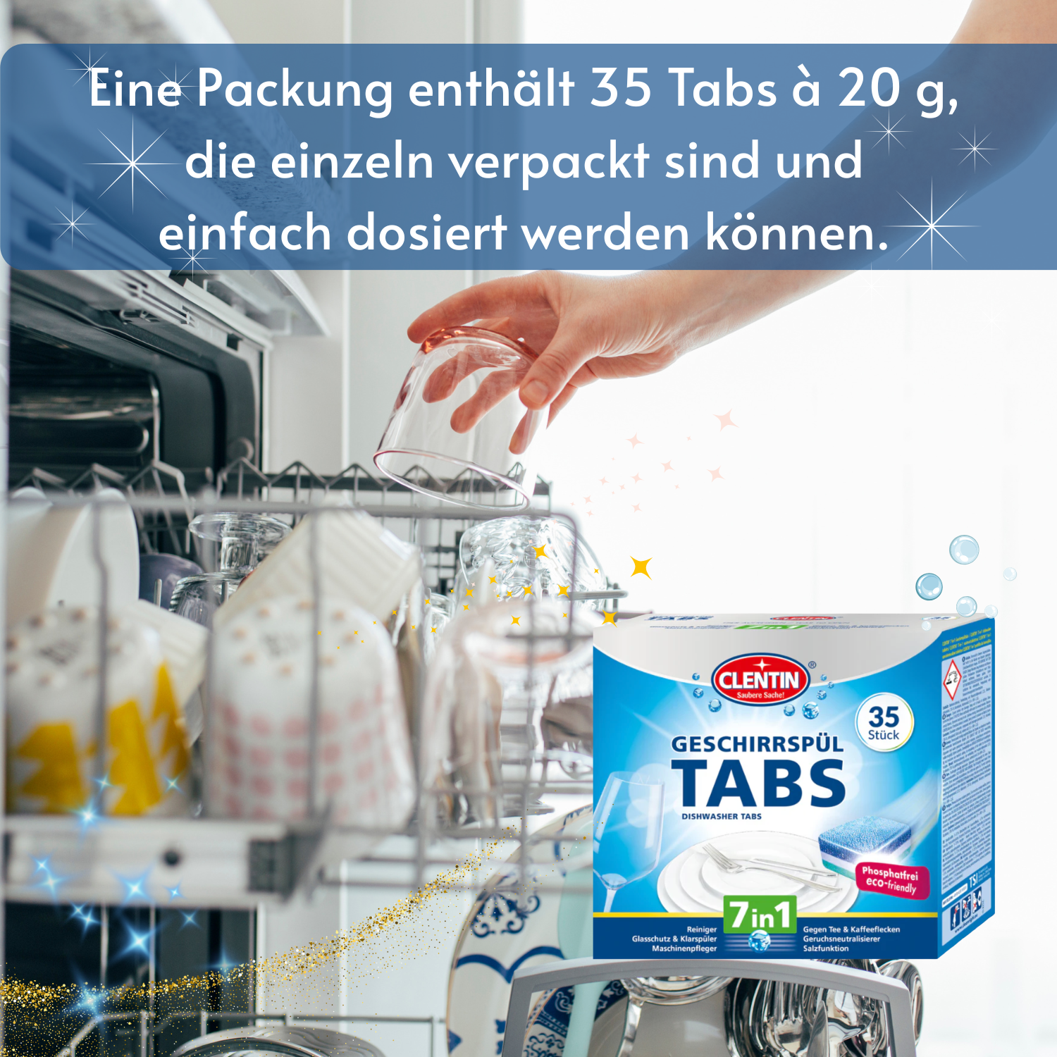 CLENTIN 7in1 Geschirrspültabs 12 x ( 35 Stk á 20g )