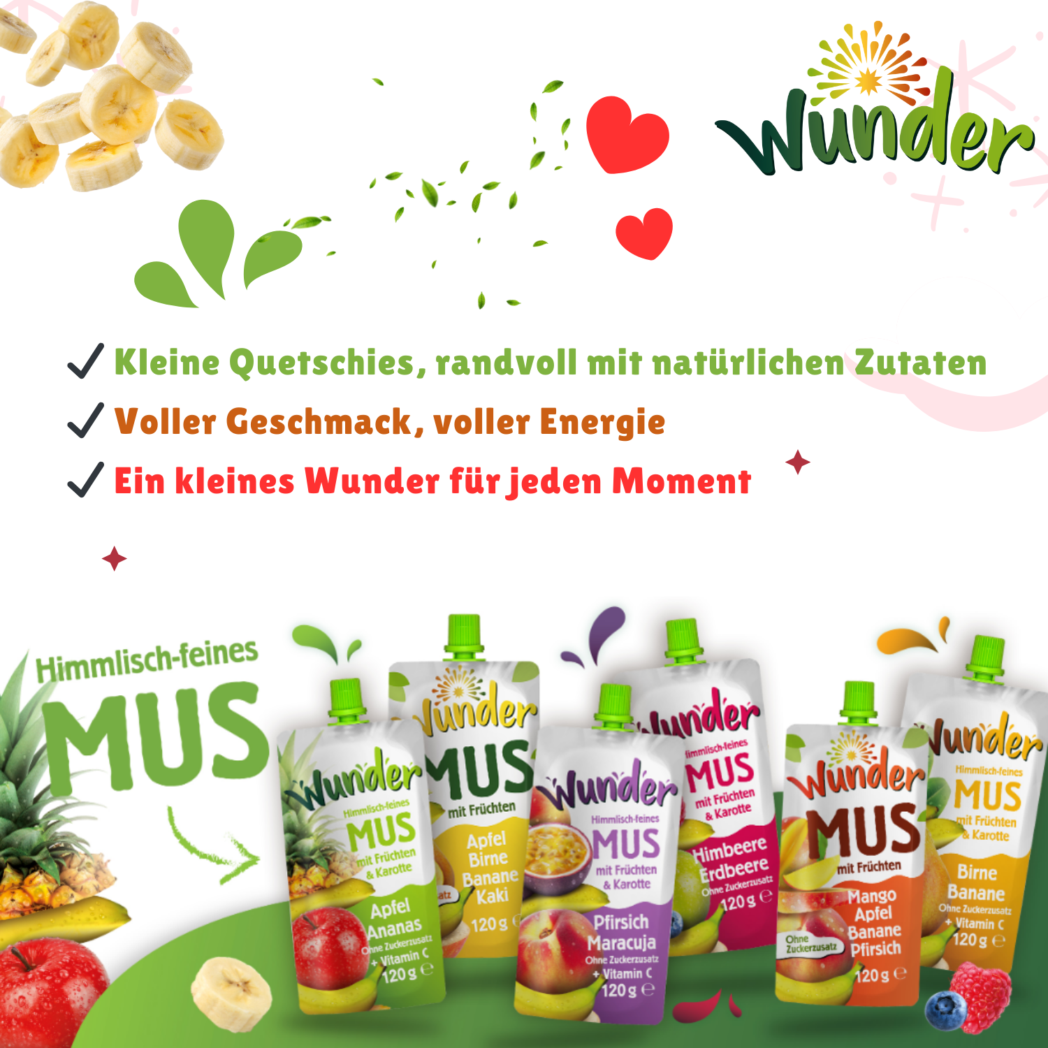 WUNDER Quetschie Mus 12 x 120g Apfel-Ananas
