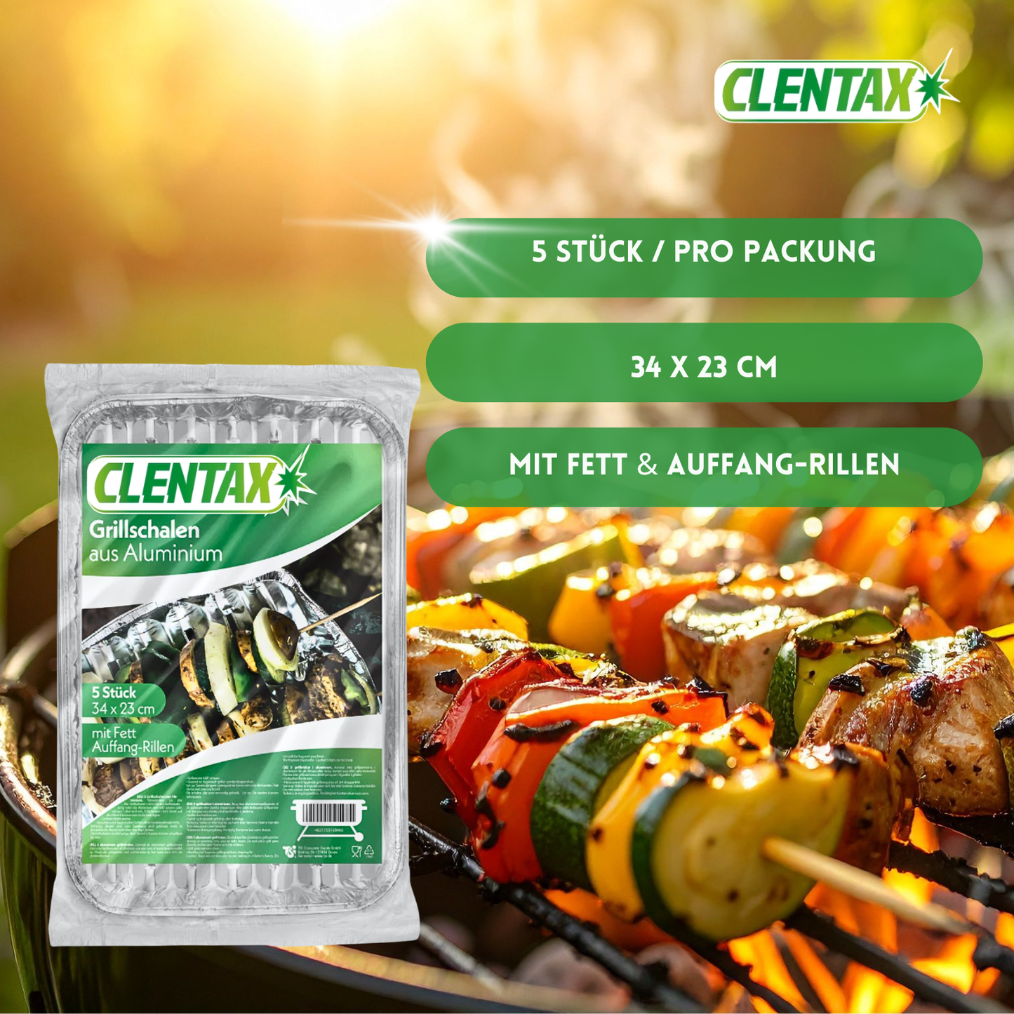 CLENTAX Grillschale aus Aluminium 20 x 5 Stk