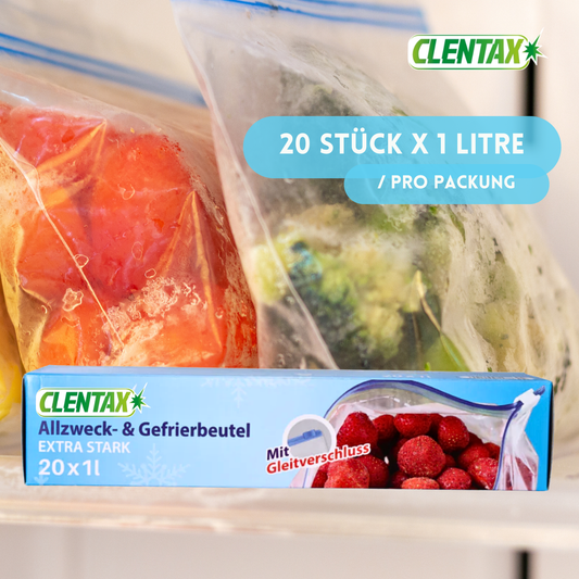 CLENTAX Gefrierbeutel 1L mit Gleitverschluss 30 x 20 St