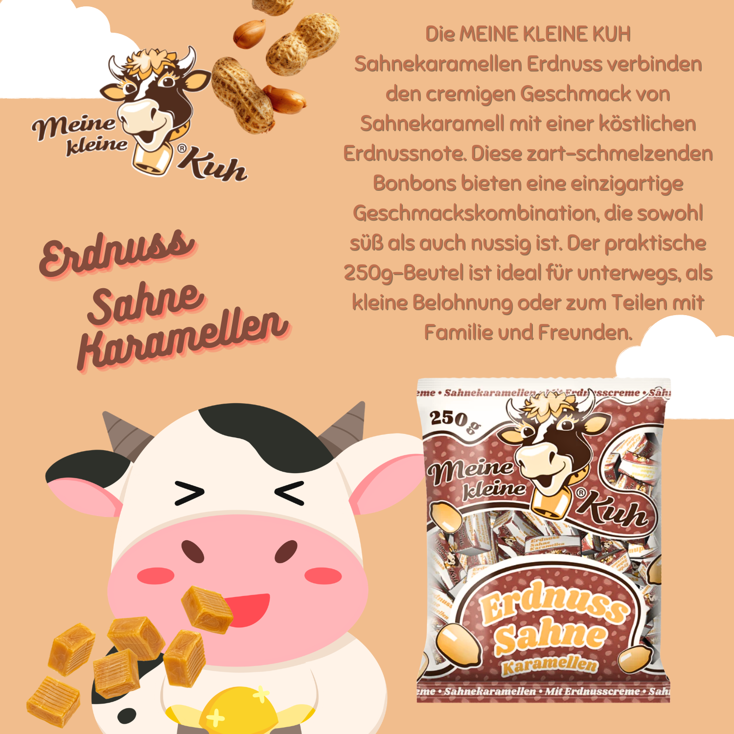 MEINE KLEINE KUH Erdnuss Sahnekaramellen 20 x 250g Sahne Bonbon