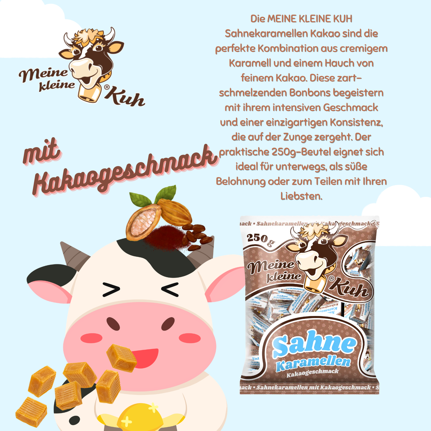 MEINE KLEINE KUH Sahnekaramellen mit Kakaogeschmack 20 x 250g Sahne Bonbon