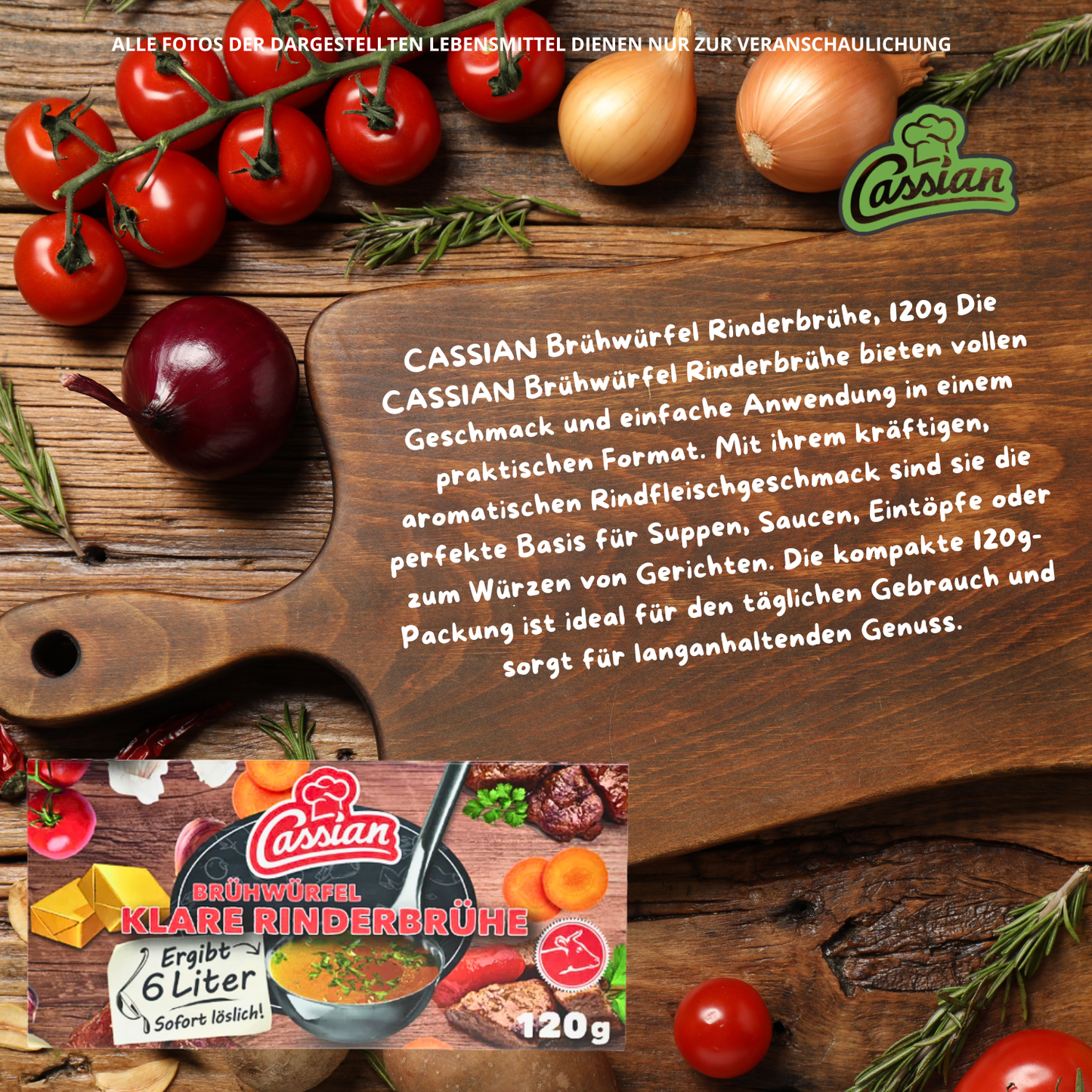 CASSIAN Brühwürfel Rinderbrühe 30 x 120g für 360 x 0,5l