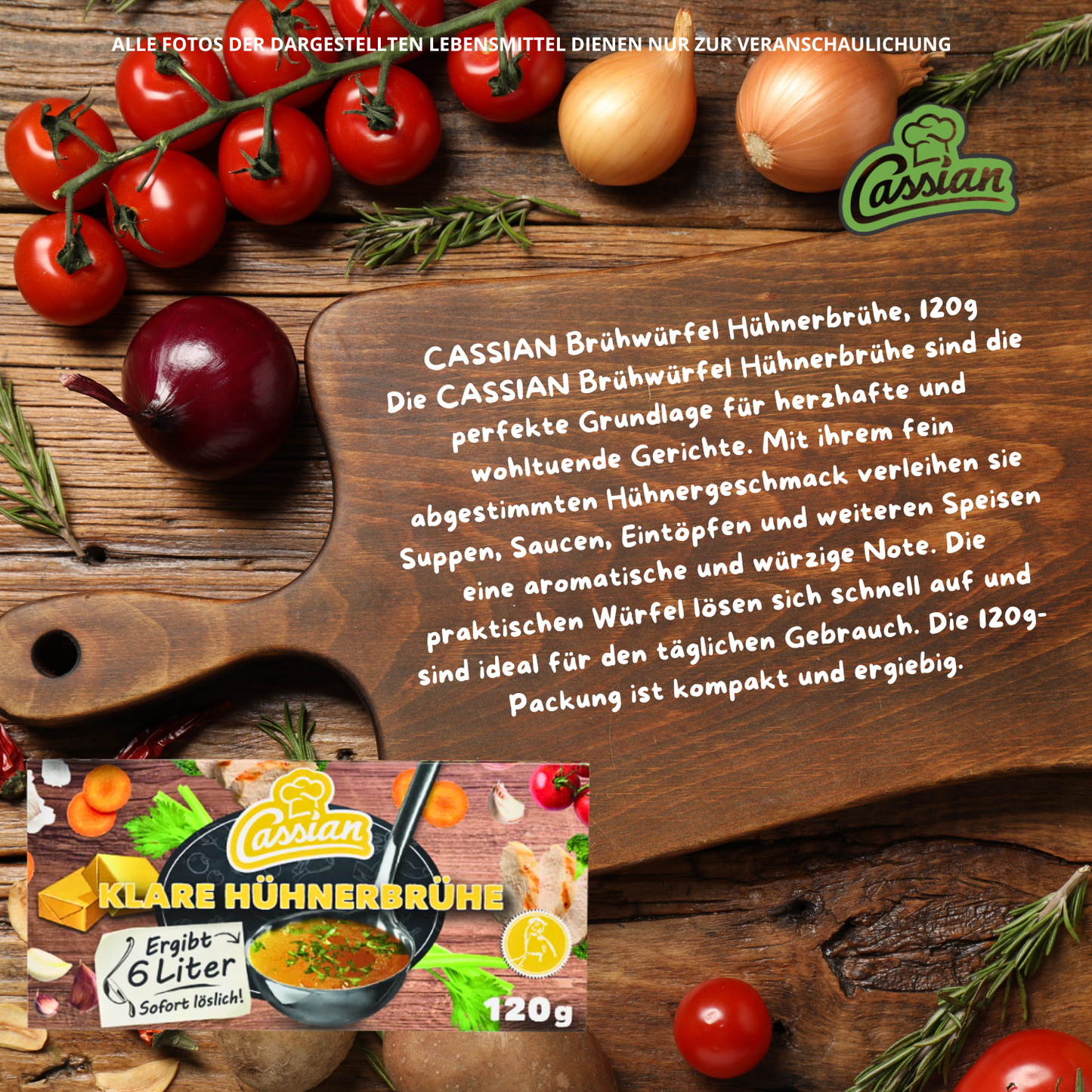 CASSIAN Brühwürfel Hühnerbrühe 30 x 120g für 360 x 0,5l