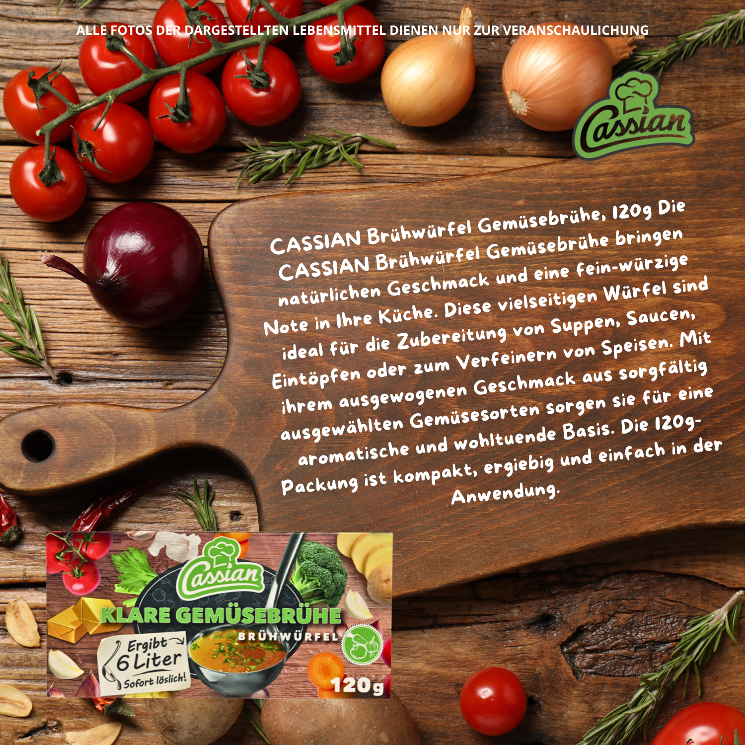 CASSIAN Brühwürfel Gemüsebrühe 30 x 120g für 360 x 0,5l