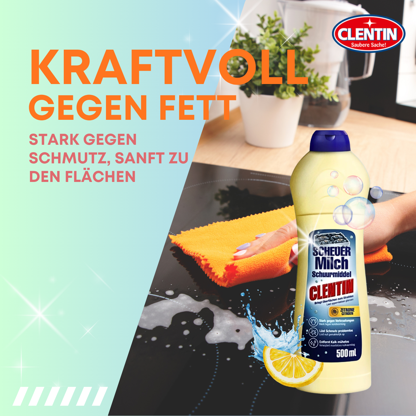 CLENTIN Scheuermilch Zitrone 12 x 500ml