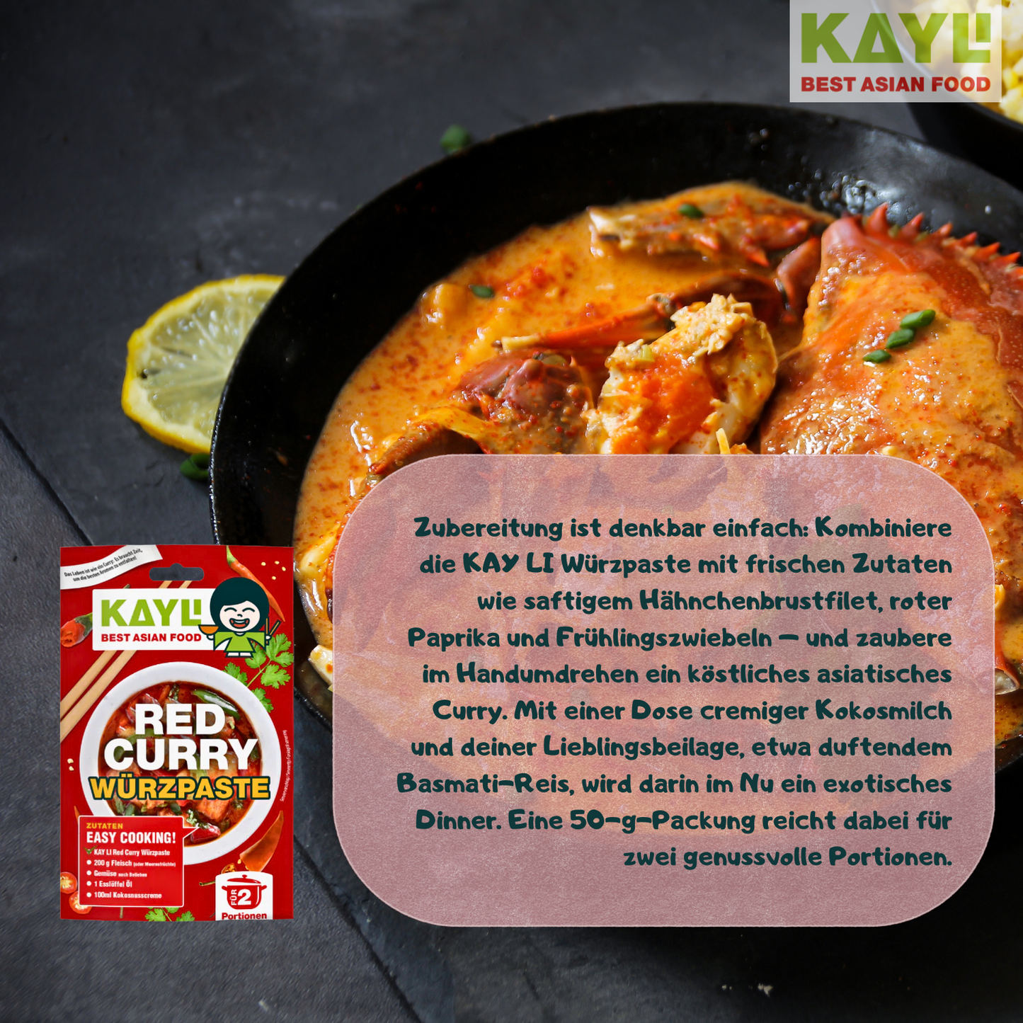 KAY LI Rote Curry Paste 15 x 50g