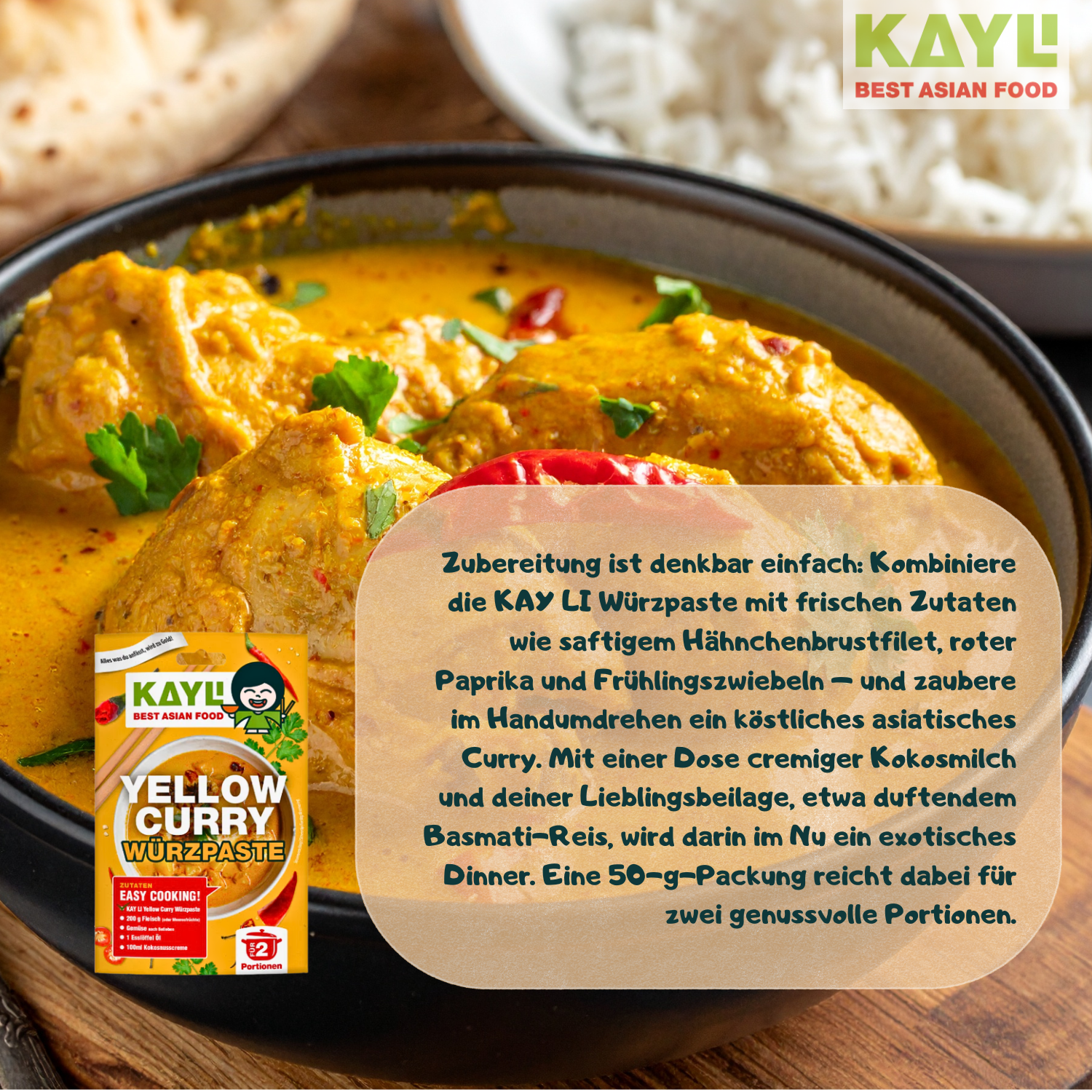 KAY LI Gelbe Curry Paste 15 x 50g