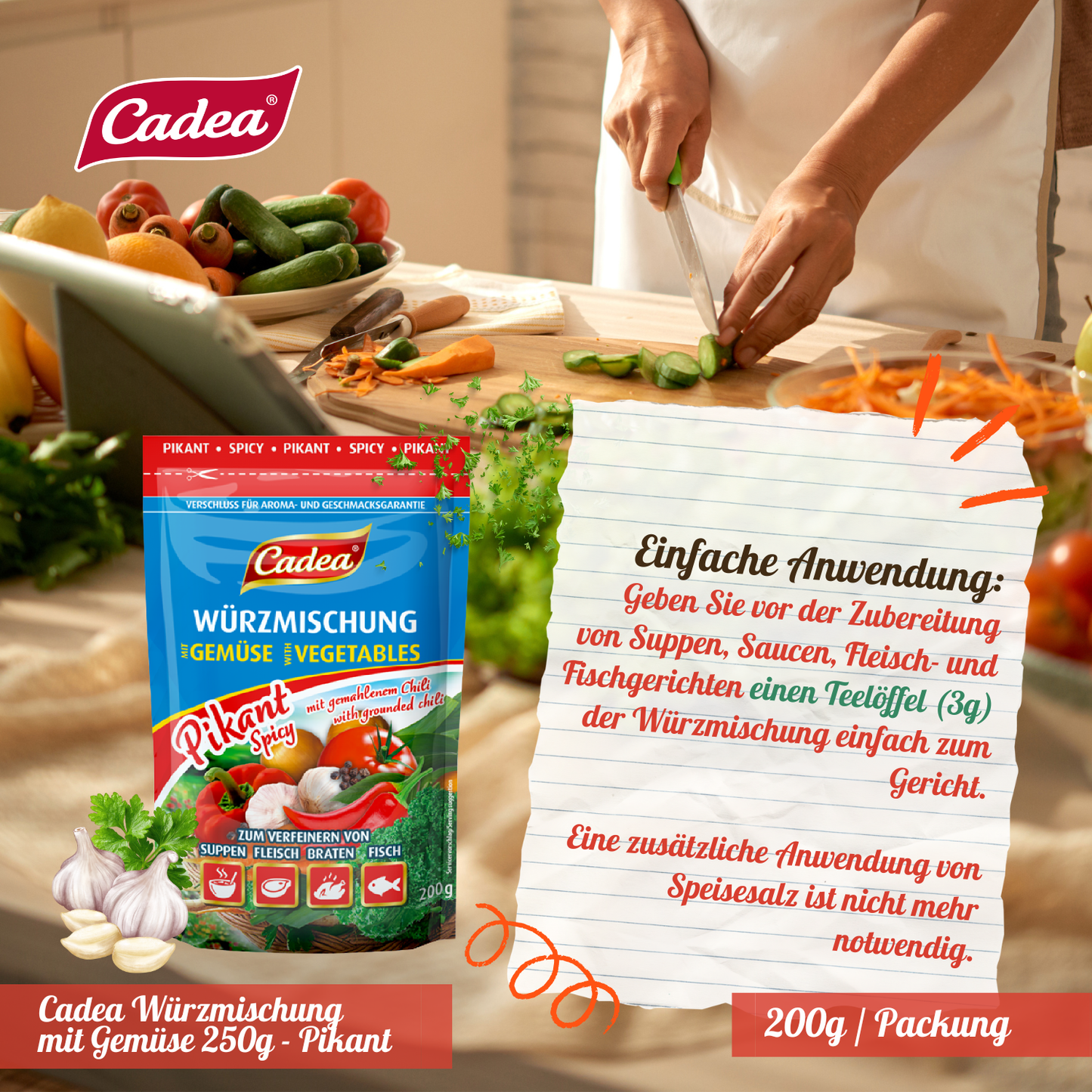 CADEA Würzmischung mit Gemüse Pikant 20 x 200g