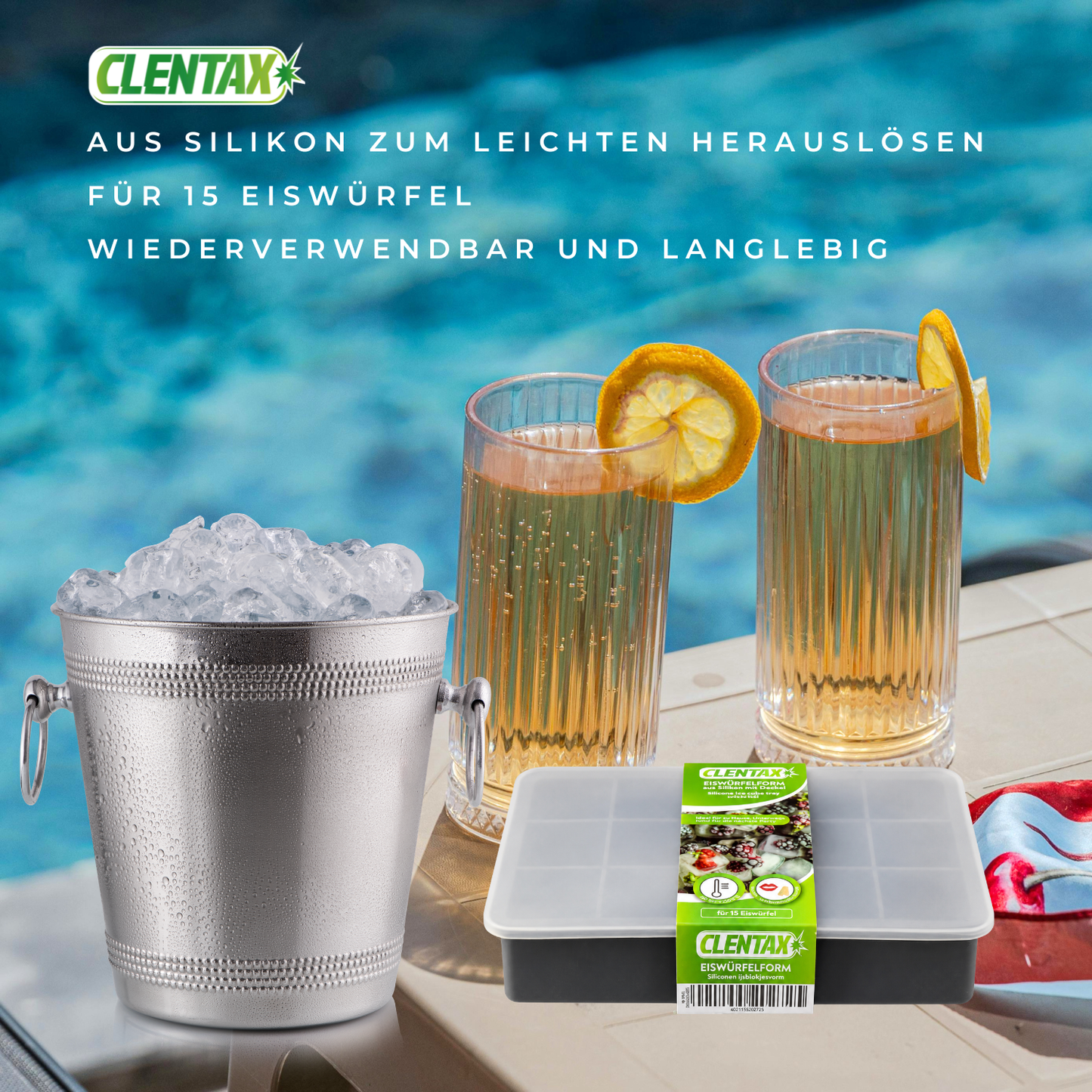 CLENTAX Eiswürfelform aus Silikon 1 Stk