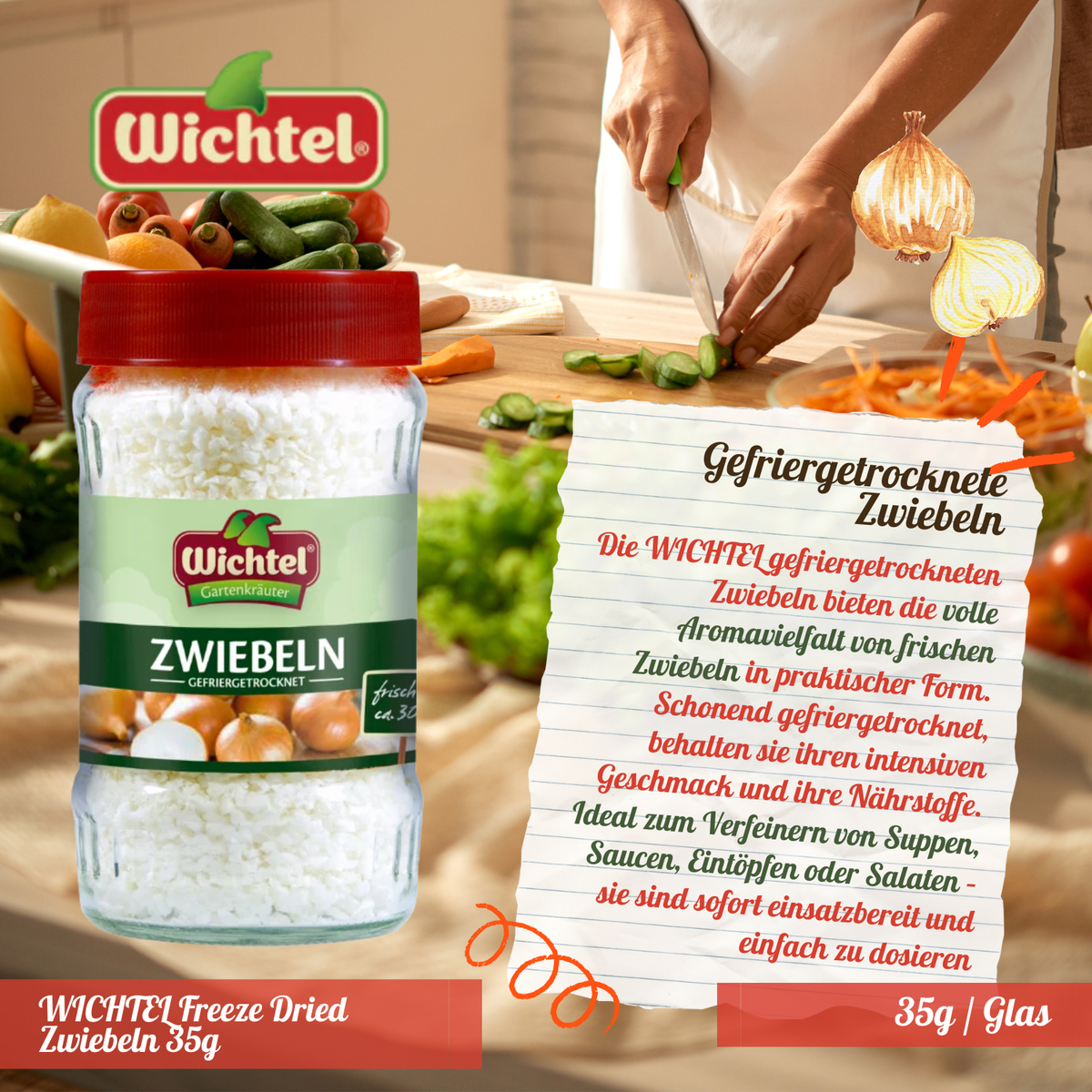 WICHTEL Gefriergetrocknete Zwiebeln – 35g im Glas