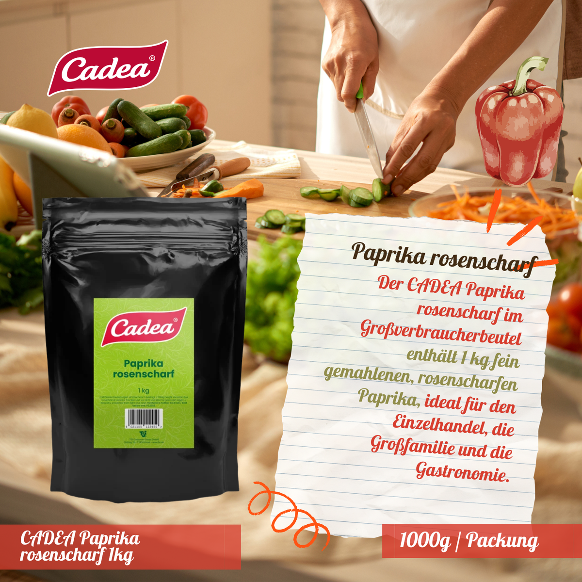 CADEA Paprika rosenscharf 4 x 1kg Großverbraucherbeutel