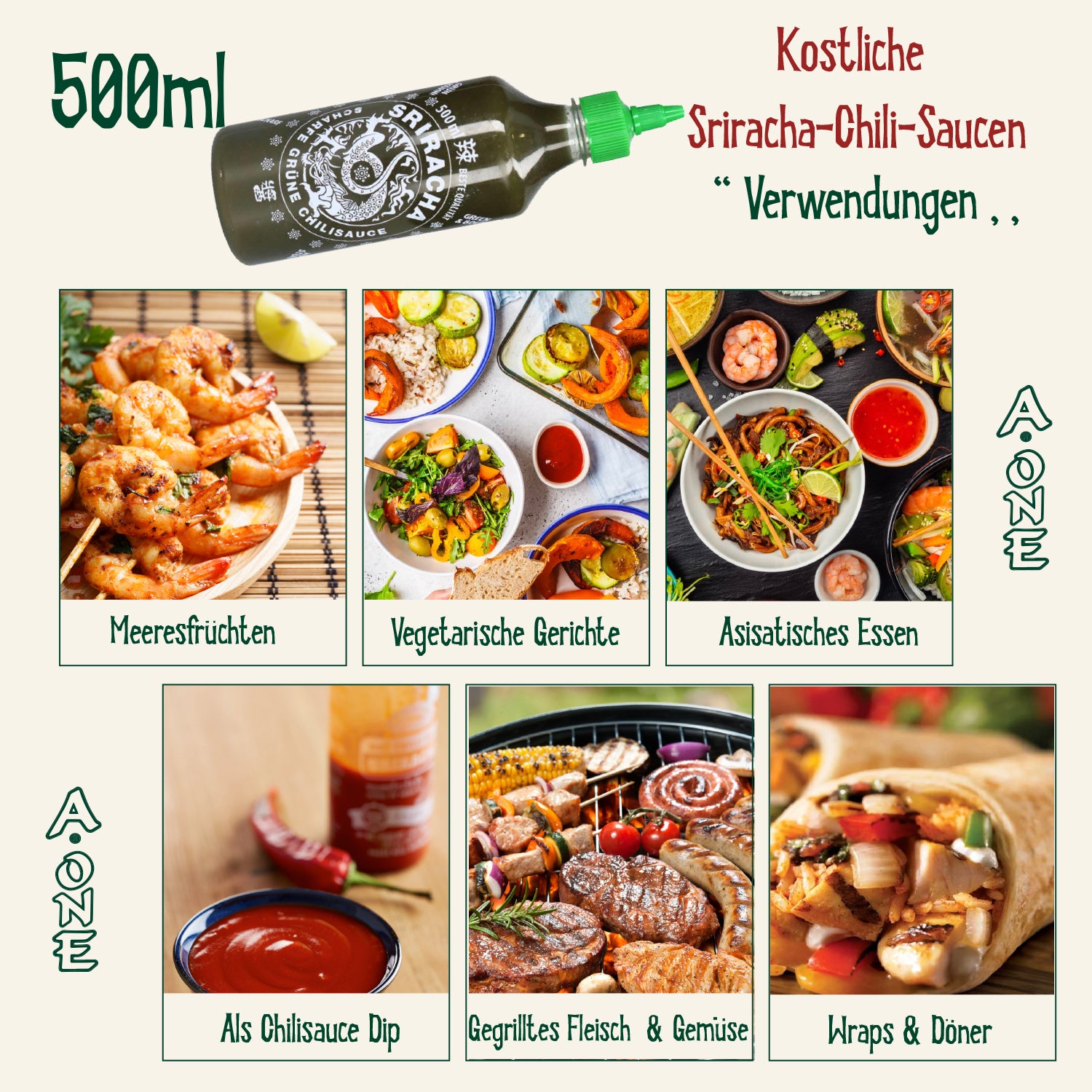A-One Sriracha Green Chilli 500ml