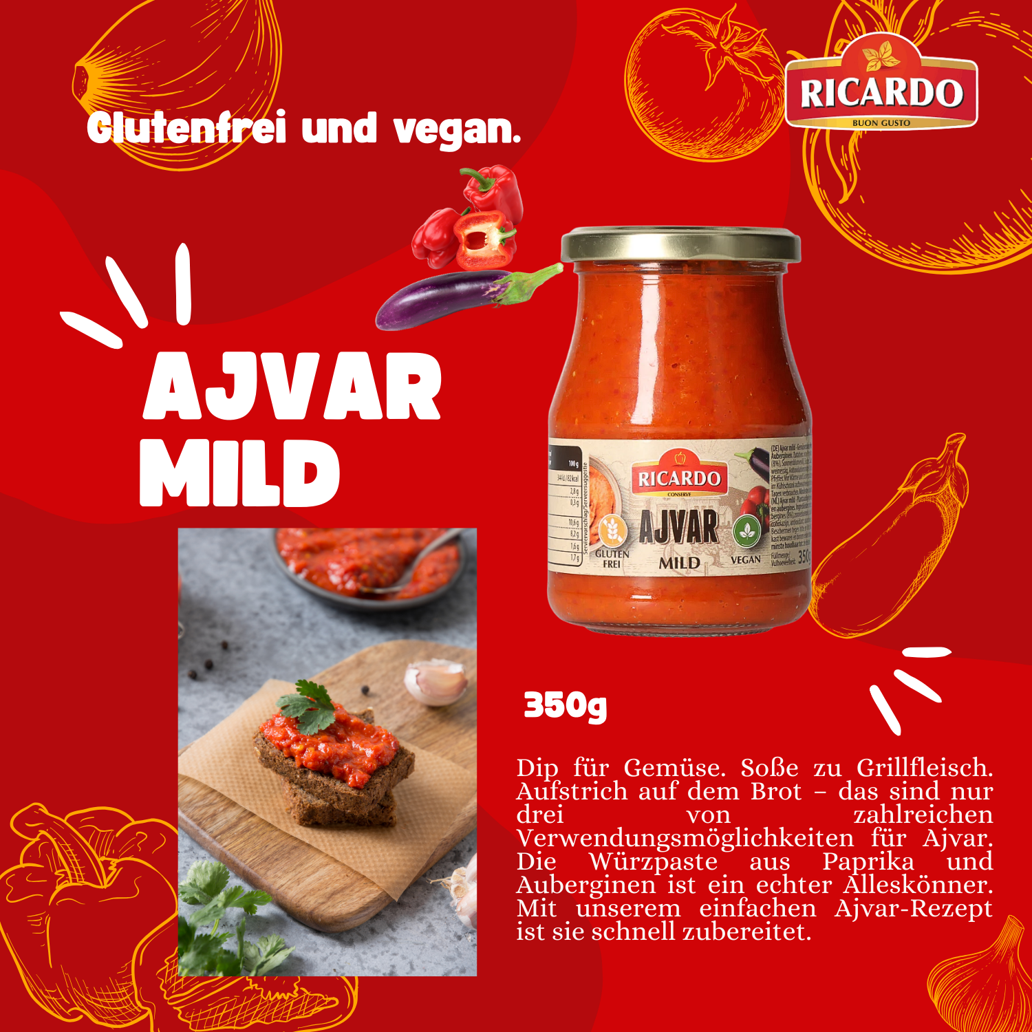RICARDO Ajvar Mild 350g