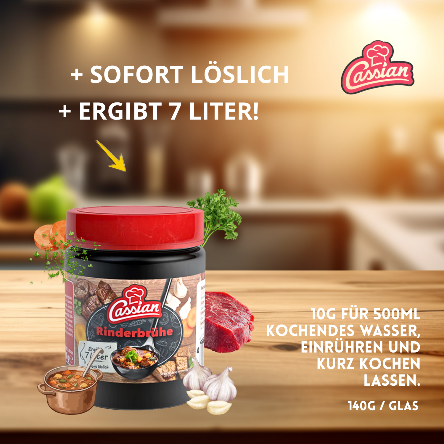 CASSIAN Klare Rinderbrühe 20 x 140g