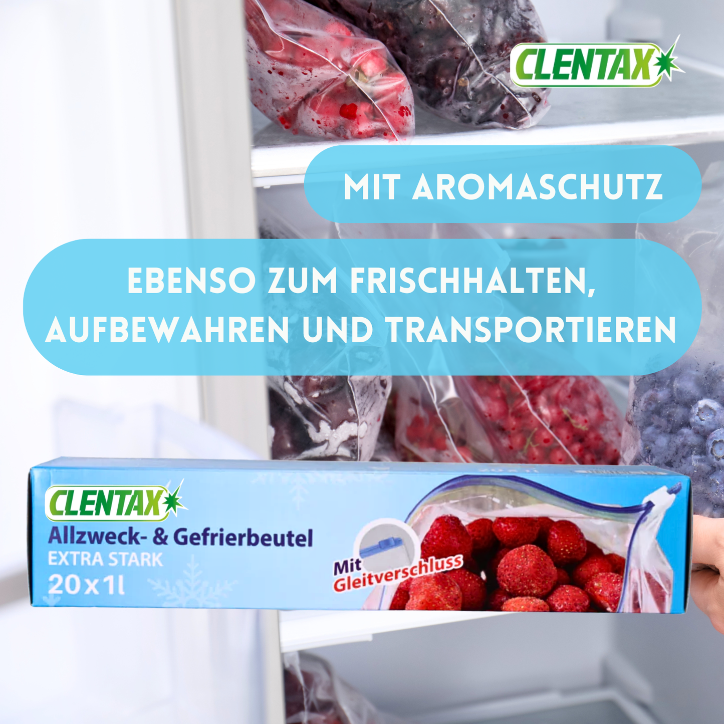 CLENTAX Gefrierbeutel 1L mit Gleitverschluss 30 x 20 St