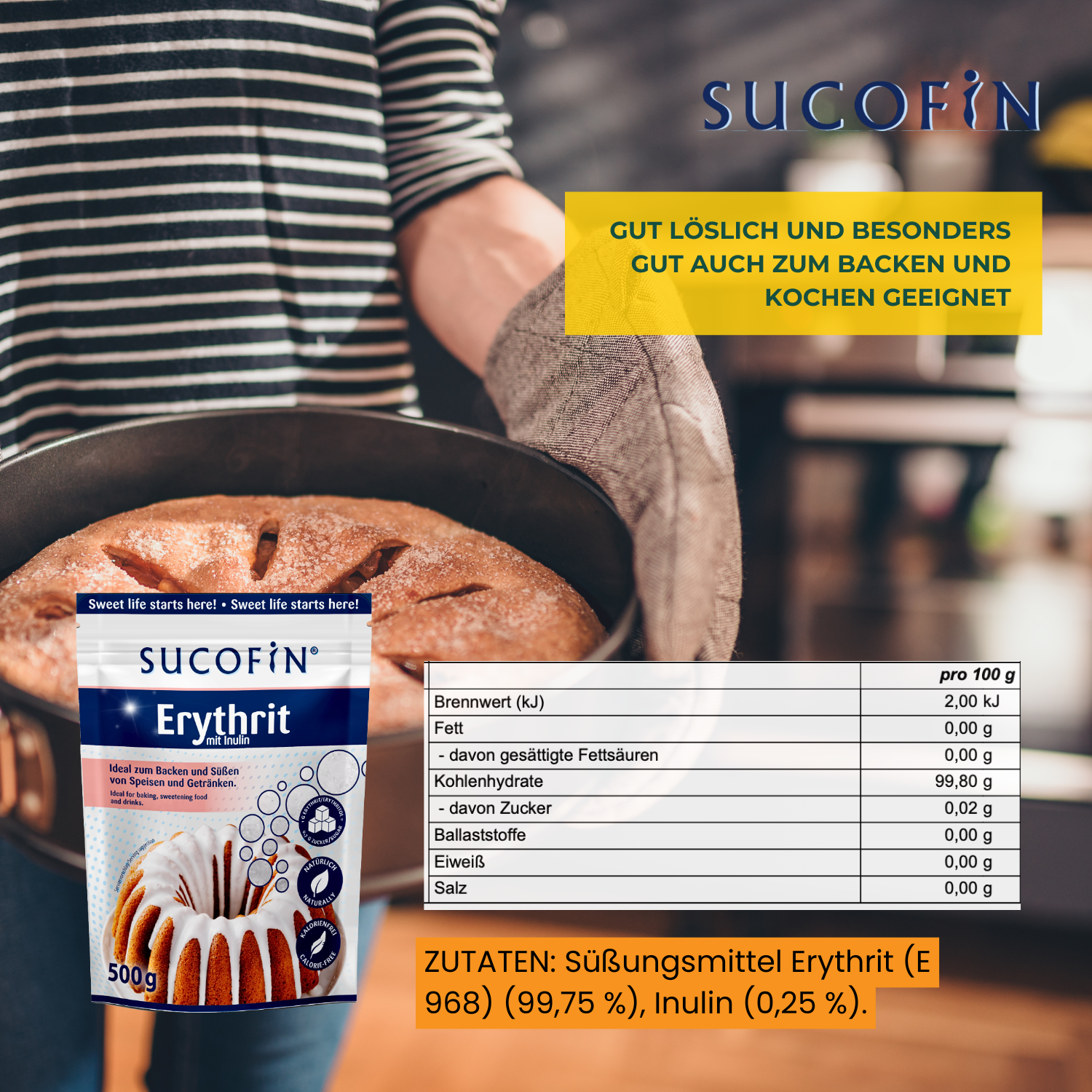 SUCOFIN Erythrit mit Inulin 10 x 500g