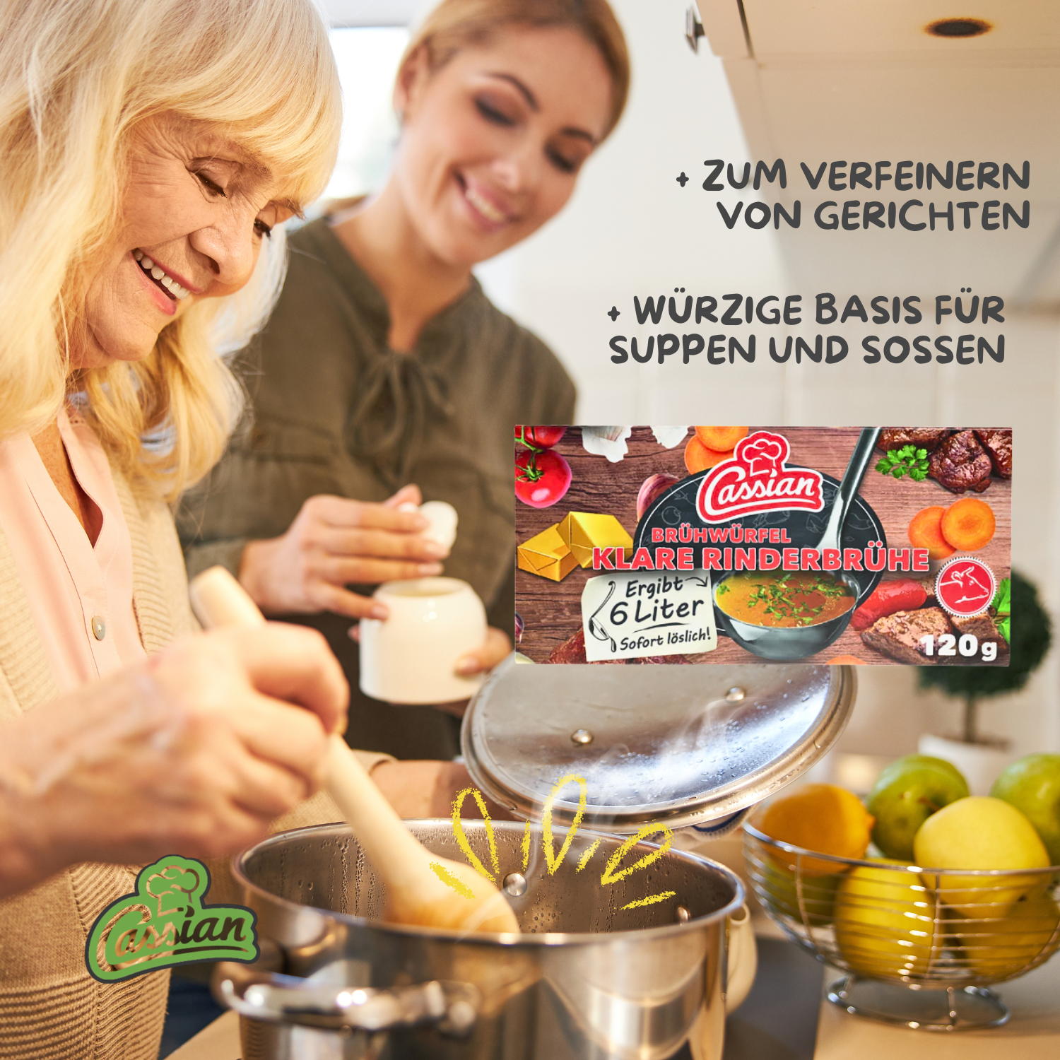 CASSIAN Brühwürfel Rinderbrühe 30 x 120g für 360 x 0,5l