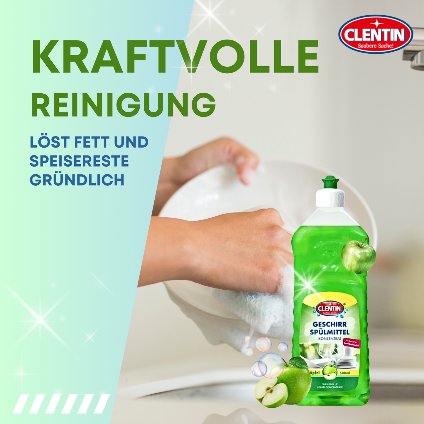CLENTIN Geschirrspülmittel Apfel 12 x 500ml Konzentrat