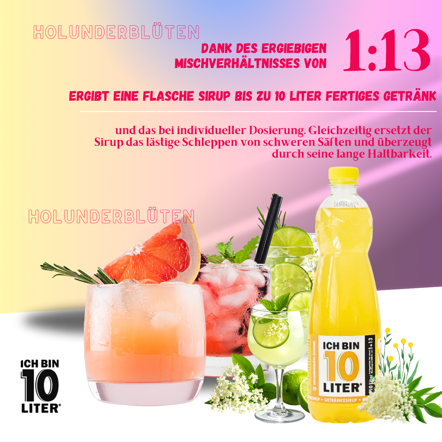 ICH BIN 10 LITER Holunderblütensirup 6 x 0,7l
