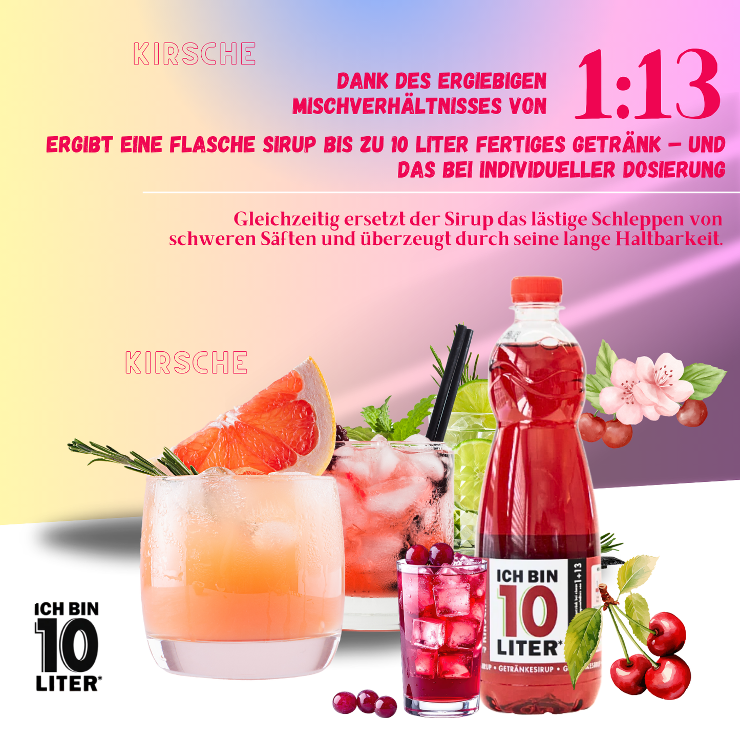 ICH BIN 10 LITER Kirschblüte Sirup 6 x 0,7l