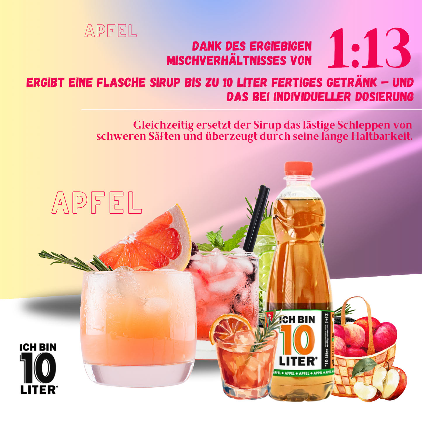 ICH BIN 10 LITER Apfel Sirup 1 x 0,7l