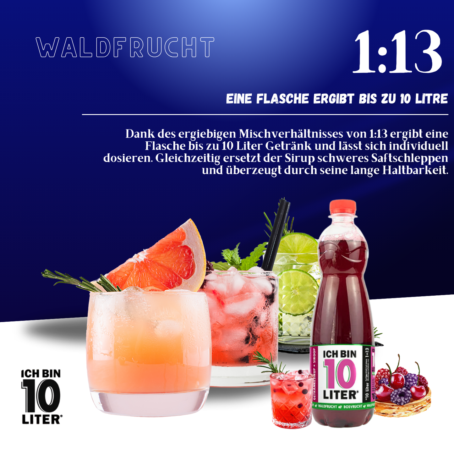 ICH BIN 10 LITER Waldfrucht Sirup 6 x 0,7l