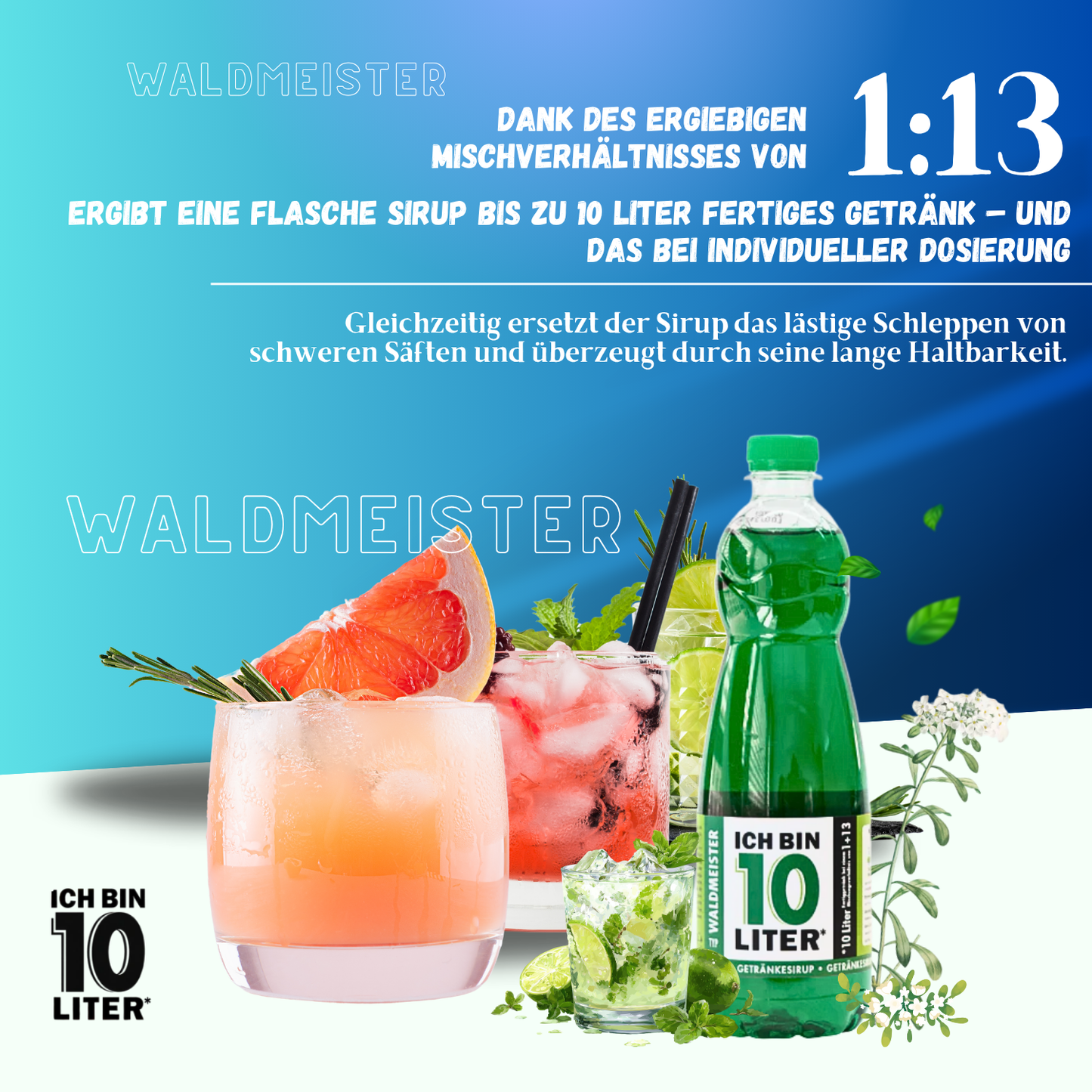 ICH BIN 10 LITER Waldmeister Sirup 1 x 0,7l