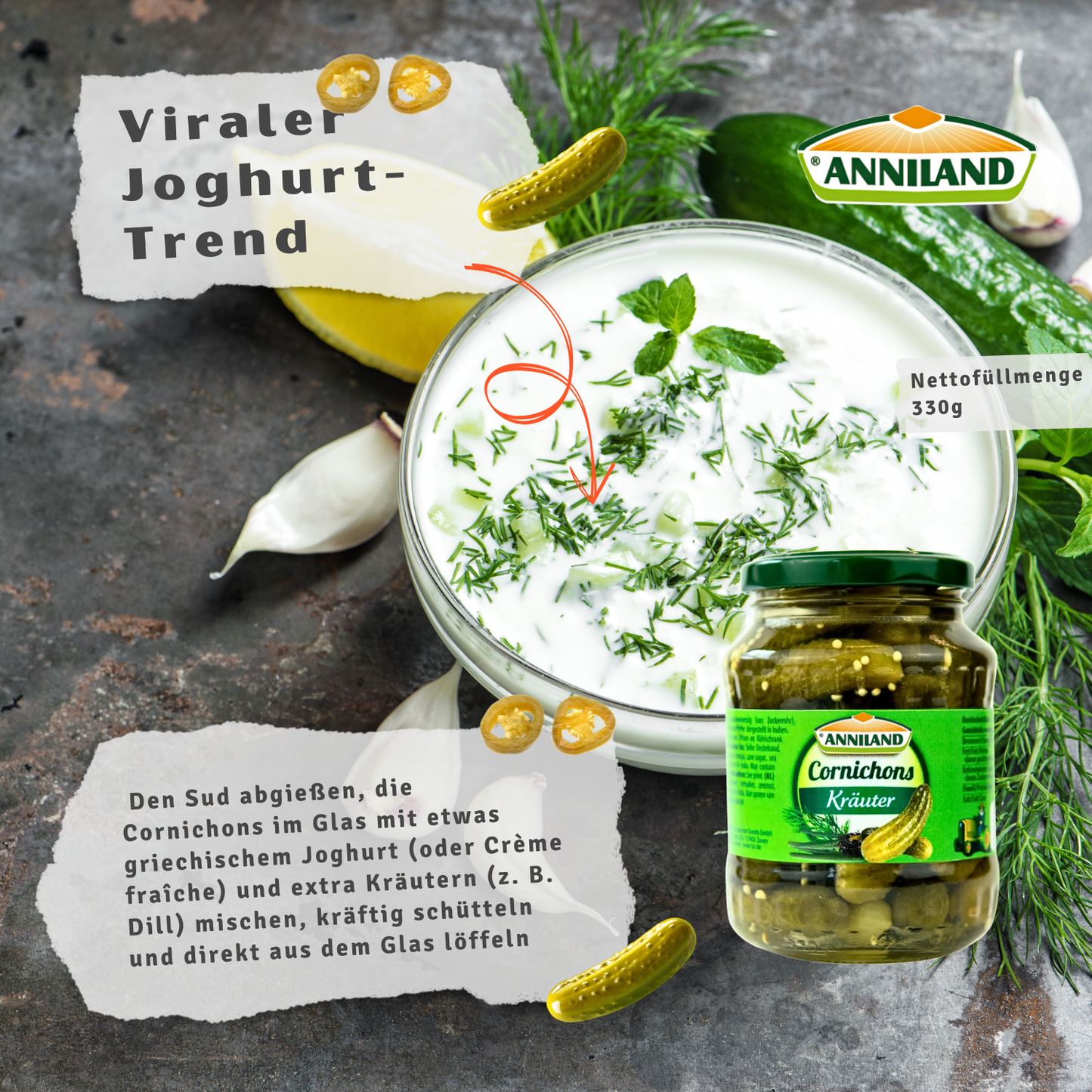 ANNILAND Cornichons Kräuter 330g