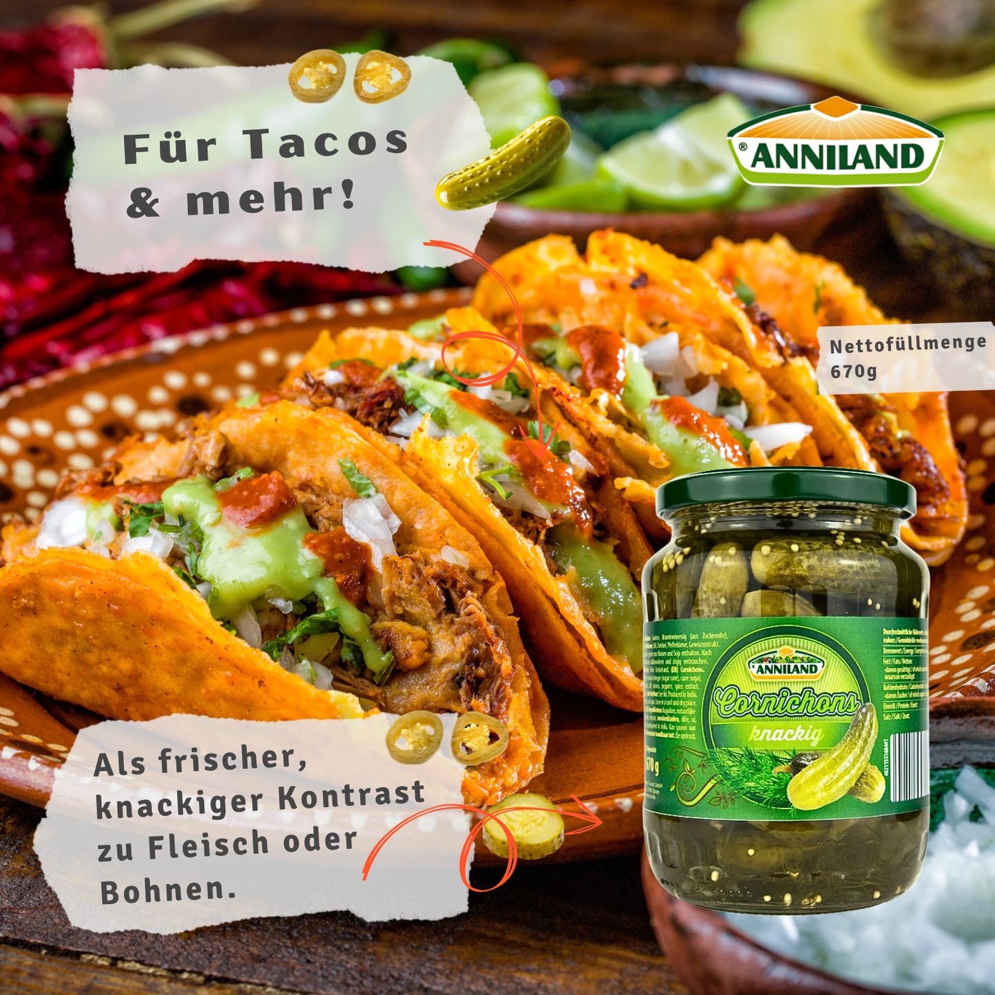 ANNILAND Cornichons 670g