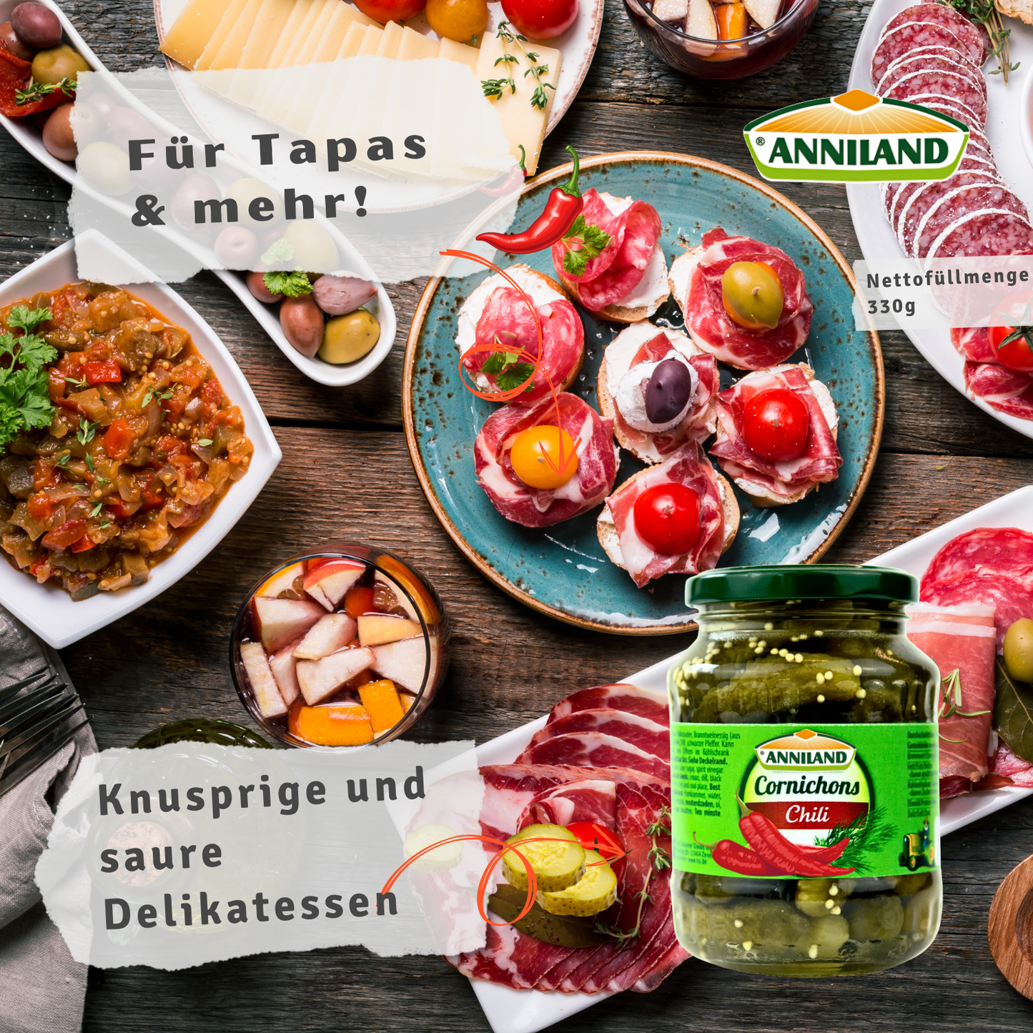 ANNILAND Cornichons mit Chili 330g