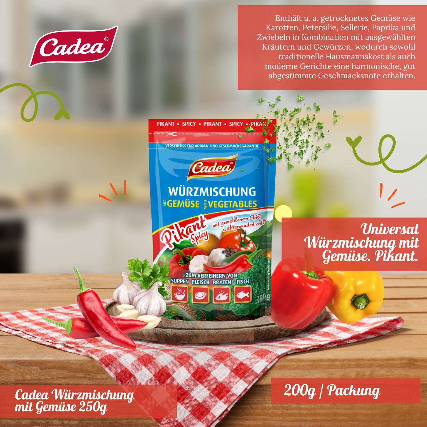 CADEA Würzmischung mit Gemüse Pikant 20 x 200g