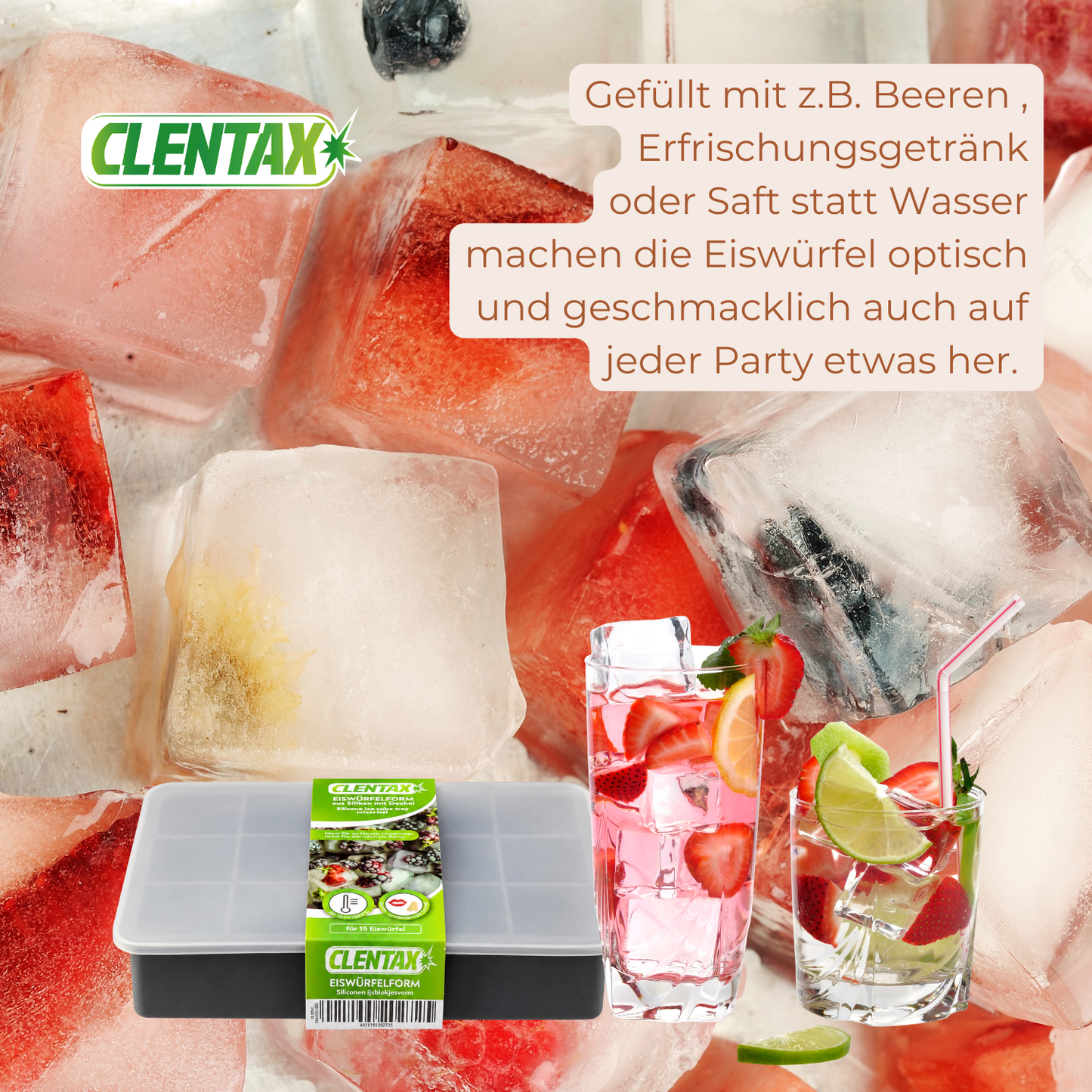 CLENTAX Eiswürfelform aus Silikon 1 Stk