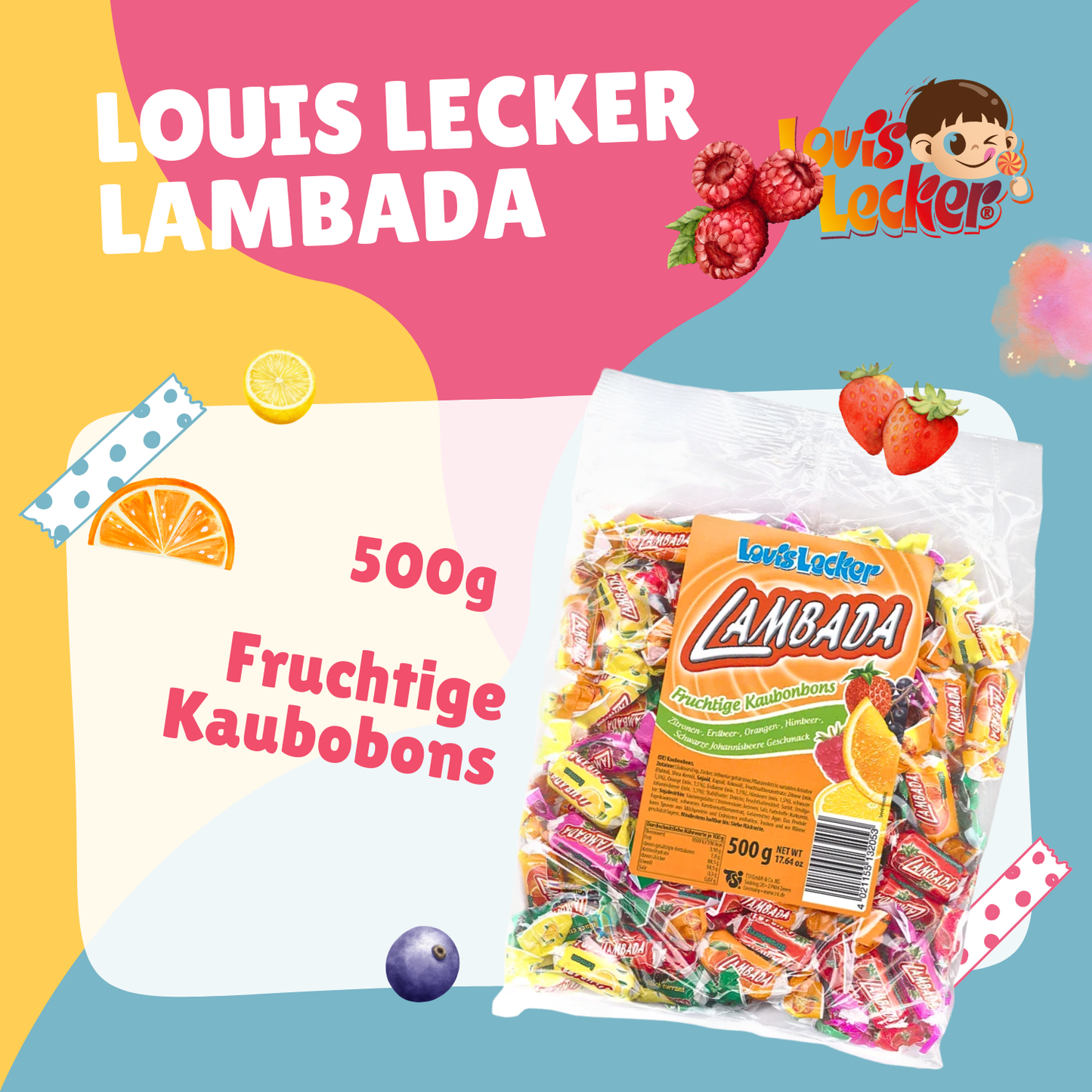 LOUIS LECKER Fruchtkaubonbons Sauer 10 x 500g