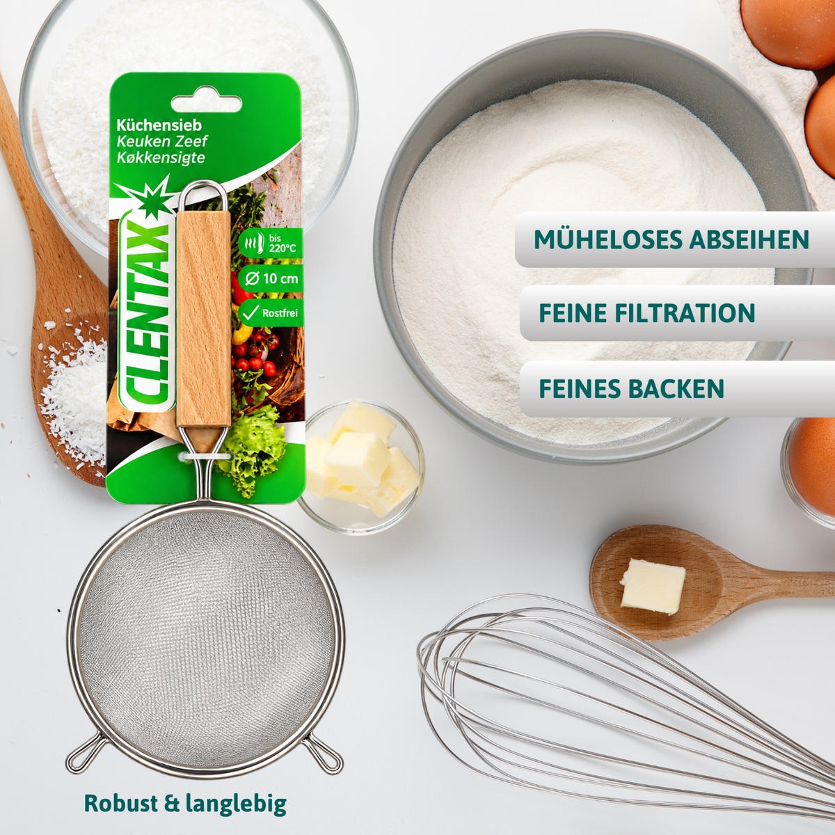 CLENTAX Küchensieb Ø 10 cm - 16er Pack