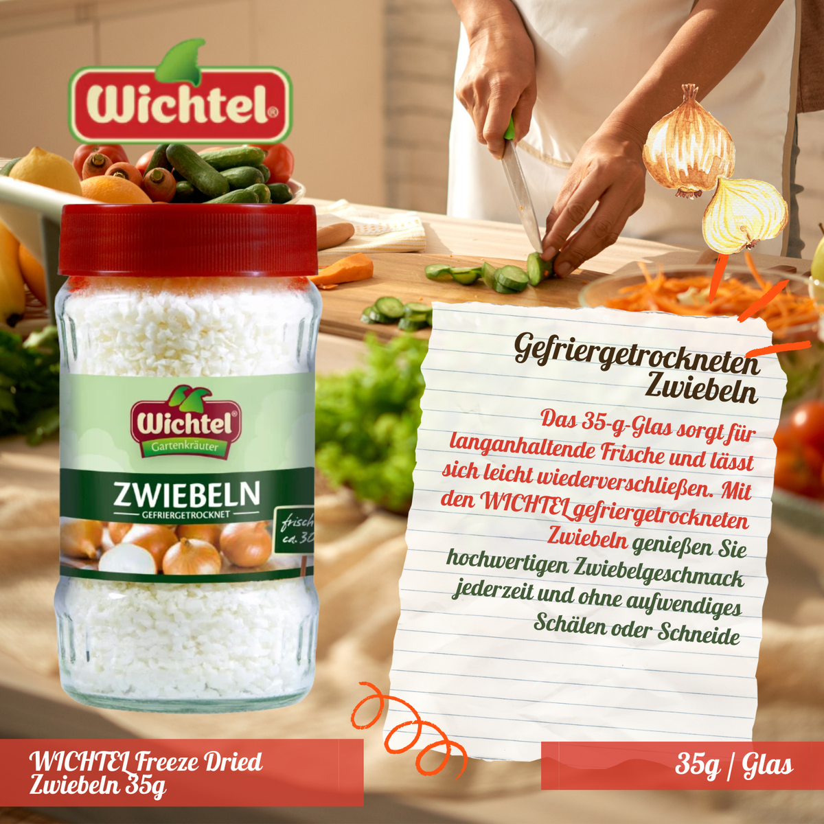WICHTEL Gefriergetrocknete Zwiebeln – 35g im Glas