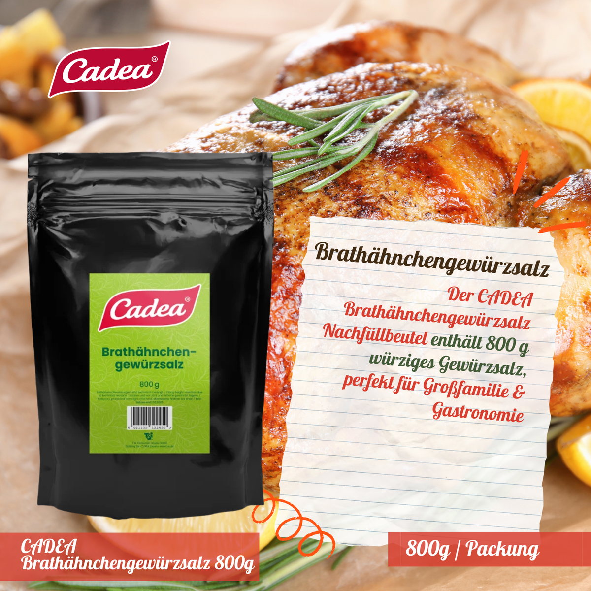 CADEA Brathähnchen Gewürzsalz 5 x 800g Beutel