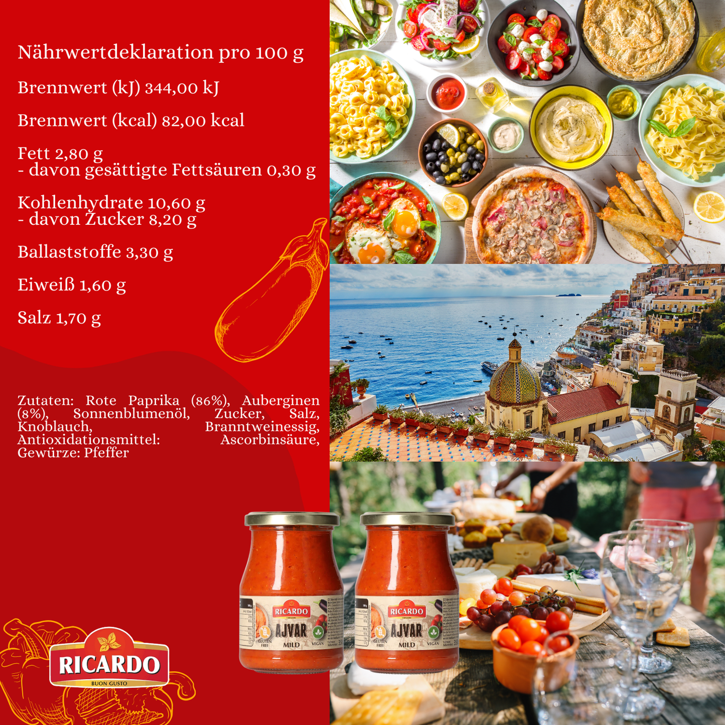 RICARDO Ajvar Mild 10 x 350g