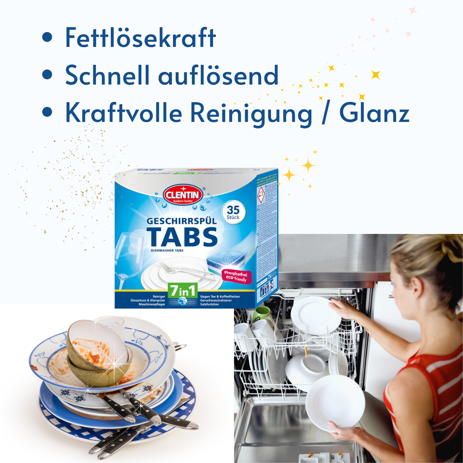 CLENTIN 7in1 Geschirrspültabs 12 x ( 35 Stk á 20g )