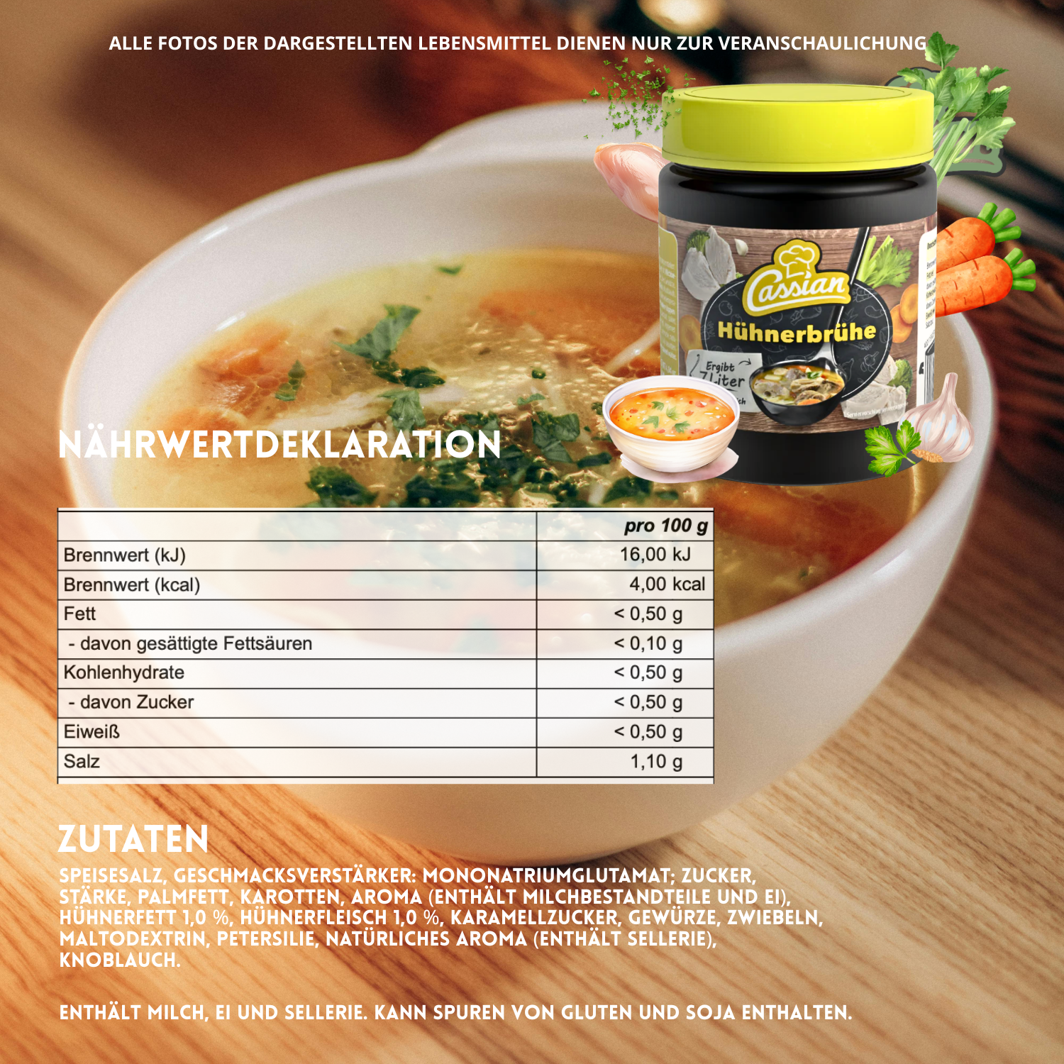 CASSIAN Klare Hühnerbrühe 10 x 140g